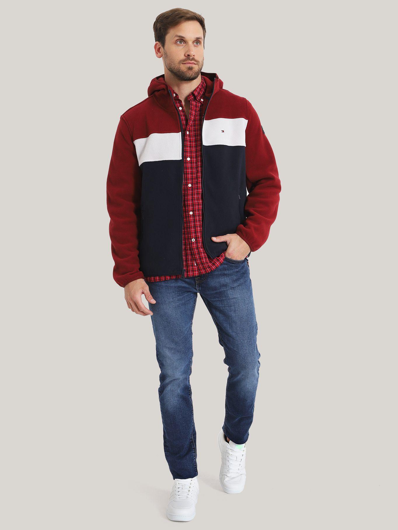 POLERÓN HOODIE COLOR BLOCK CIERRE BURDEO TOMMY HILFIGER-1