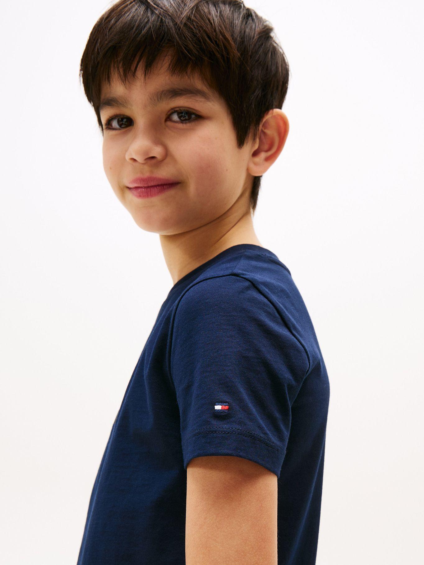 Polera Script Flag Logo Azul Tommy Hilfiger-3