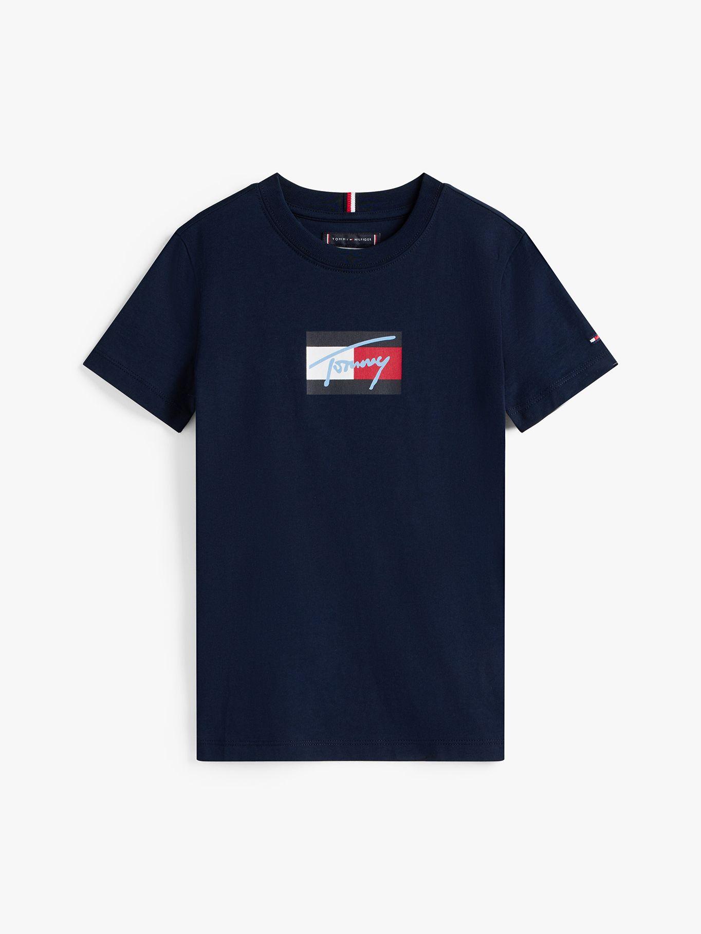 Polera Script Flag Logo Azul Tommy Hilfiger-4