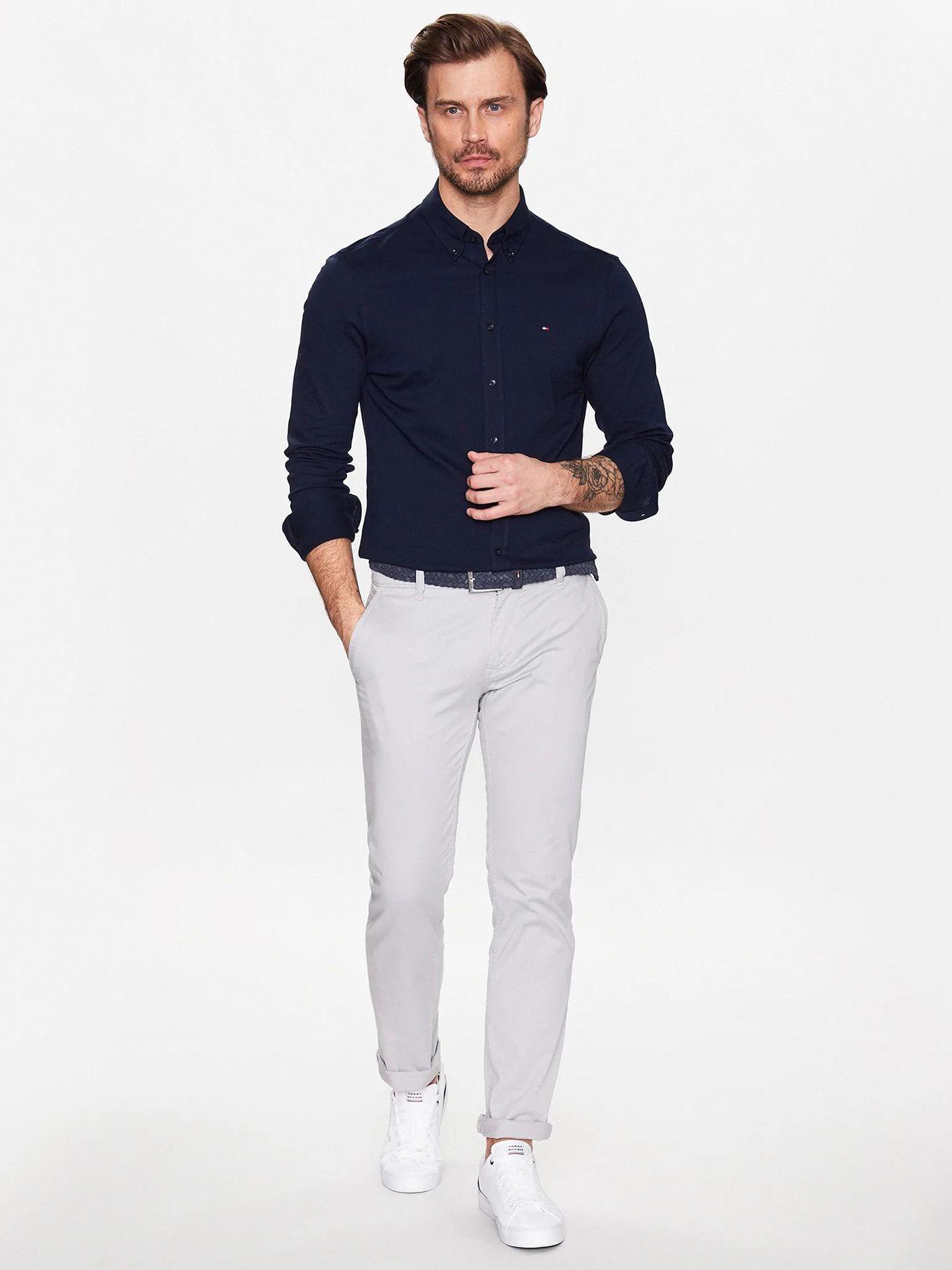 Camisa Pique Solid Regular Fit Azul Tommy Hilfiger-1