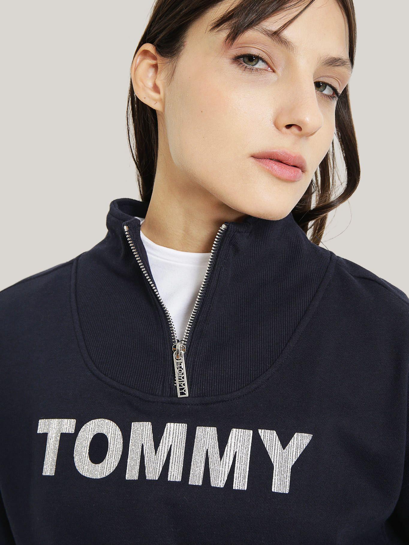 Polerón Con Medio Cierre Y Logo Azul Tommy Hilfiger-3