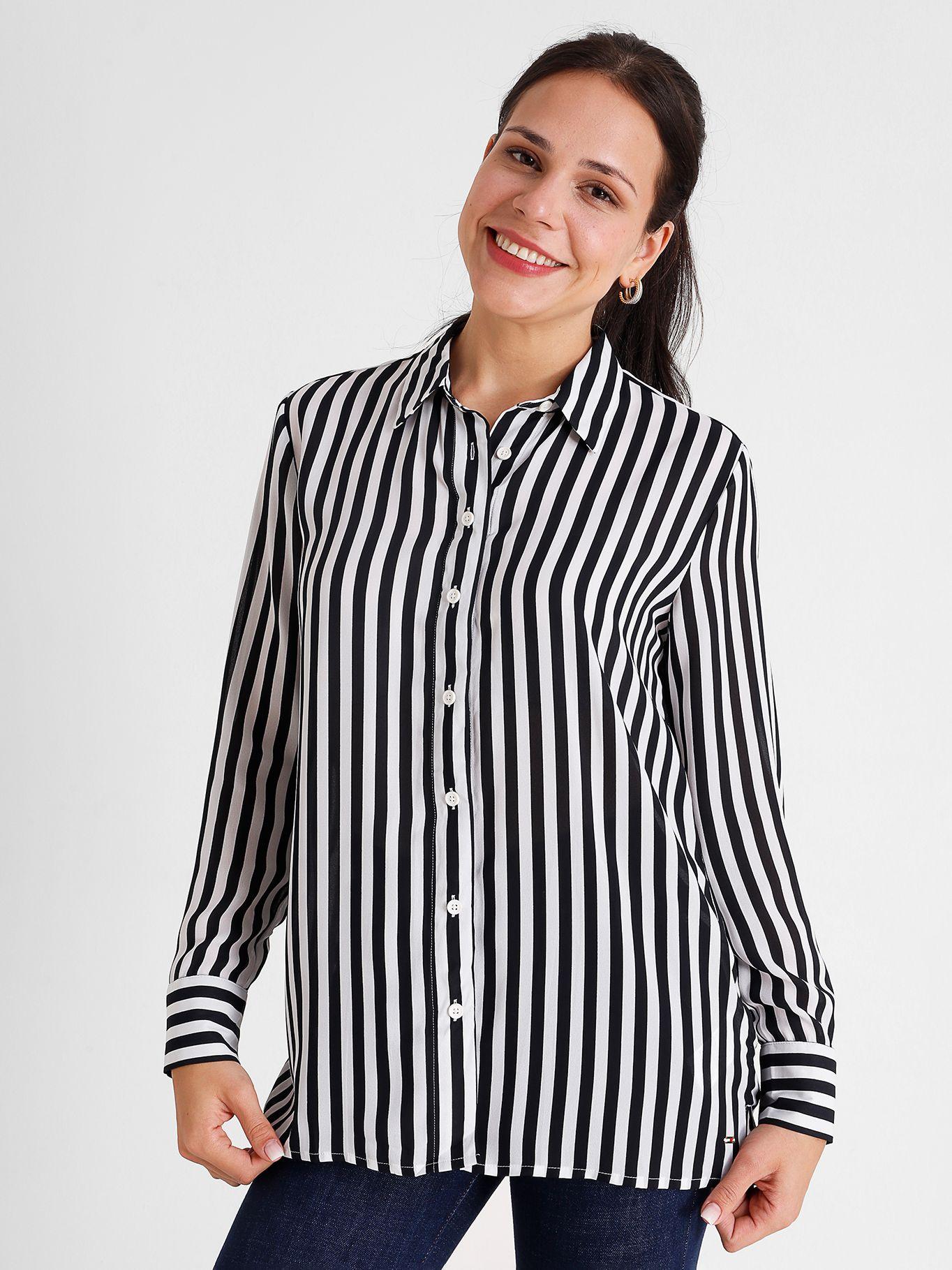 Camisa Adaptive A Rayas De Viscosa Azul Tommy Hilfiger-0