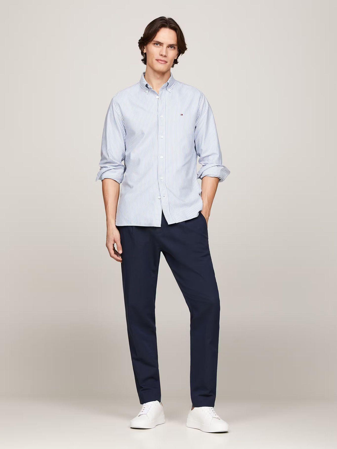 Camisa Heritage De Rayas Regular Fit Celeste Tommy Hilfiger-1