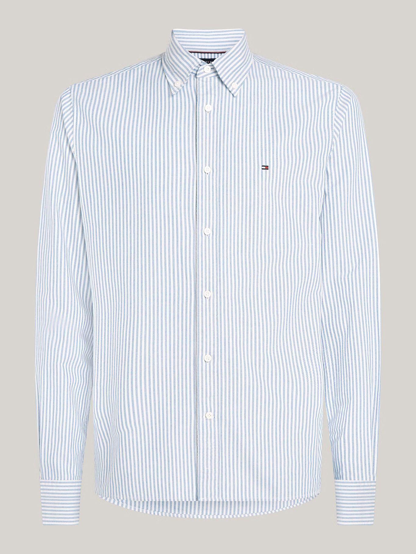 Camisa Heritage De Rayas Regular Fit Celeste Tommy Hilfiger-4