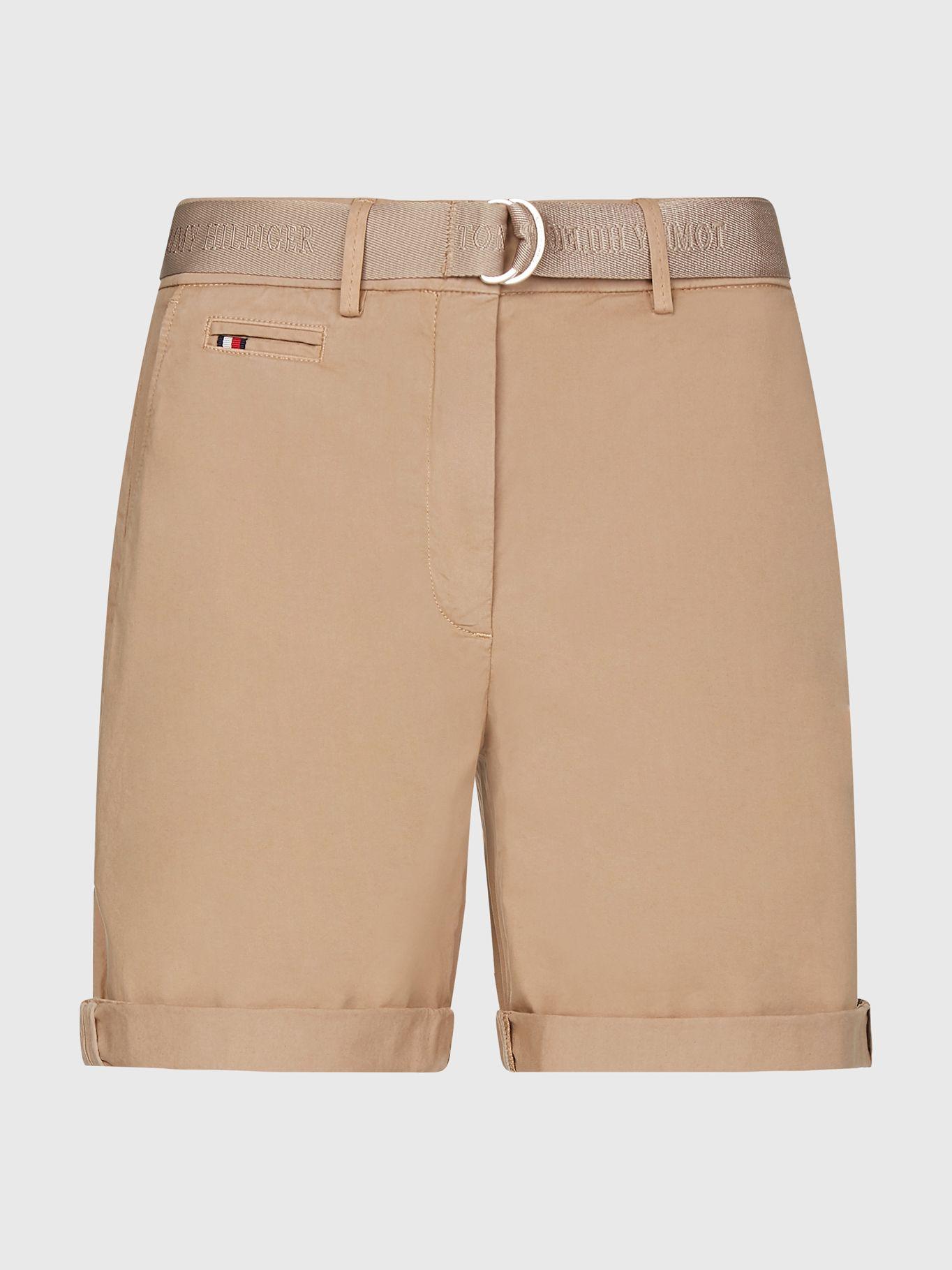 Shorts Chino Corto Con Cinturón Beige Tommy Hilfiger-0