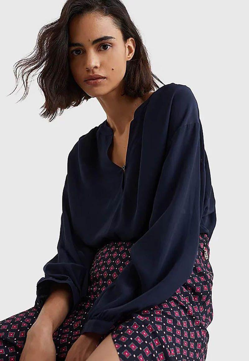 Blusa Solid Relaxed Fit Azul Tommy Hilfiger-3