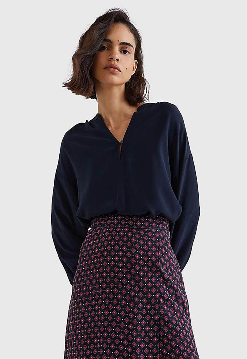 Blusa Solid Relaxed Fit Azul Tommy Hilfiger-0