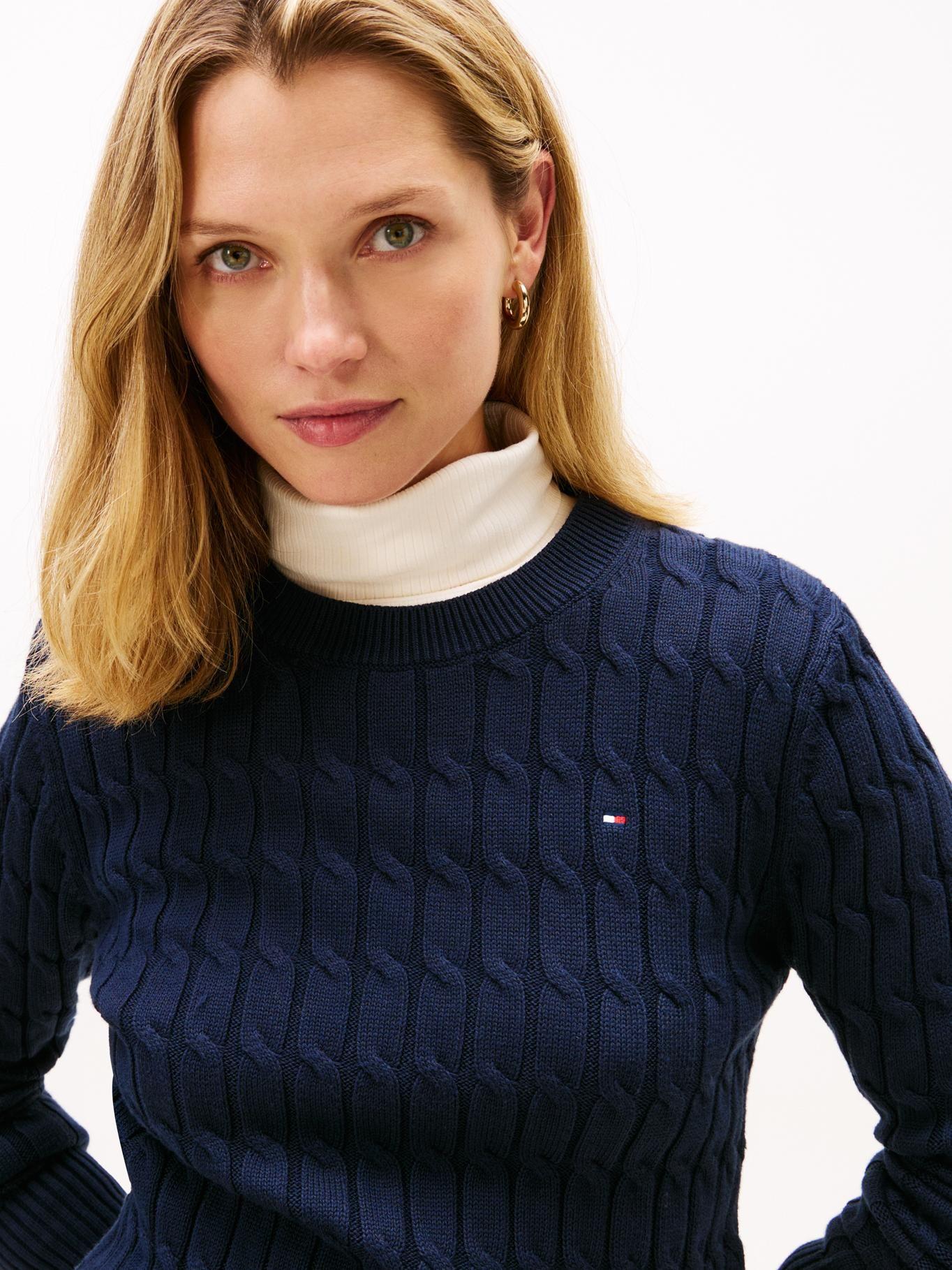 Sweater Essential De Punto Cable Tommy Hilfiger Azul-3