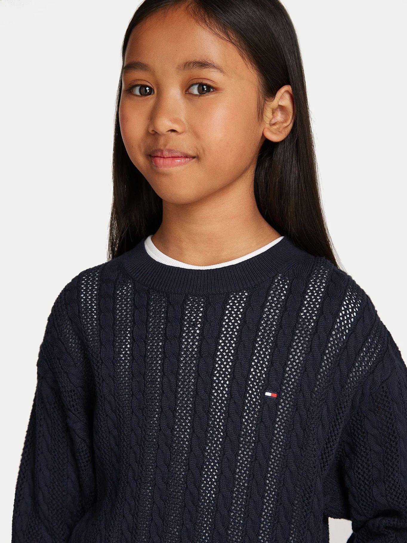 Sweater De Niña Essential Trenzado Azul Tommy Hilfiger-2