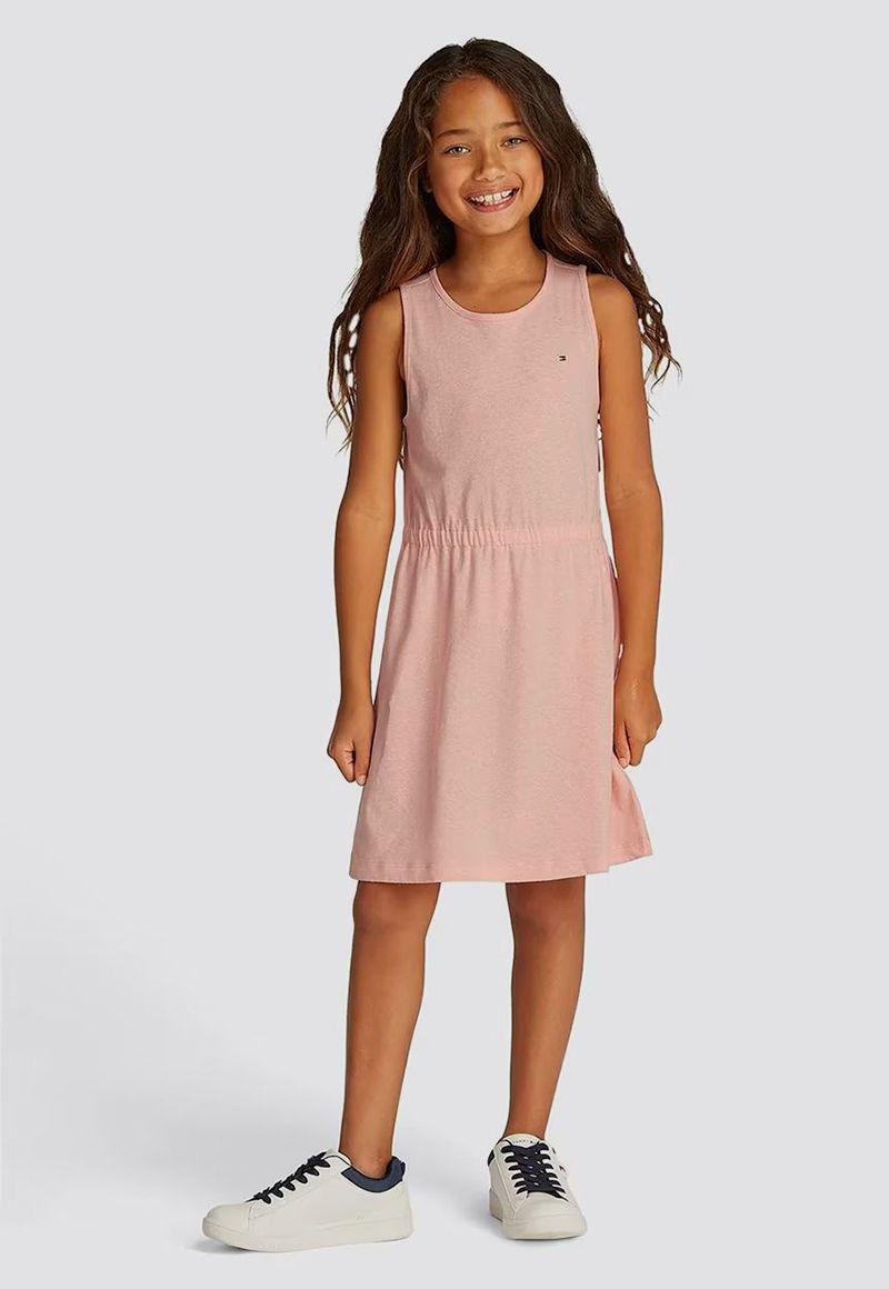 Vestido Sin Mangas De Lino Rosado Tommy Hilfiger-0