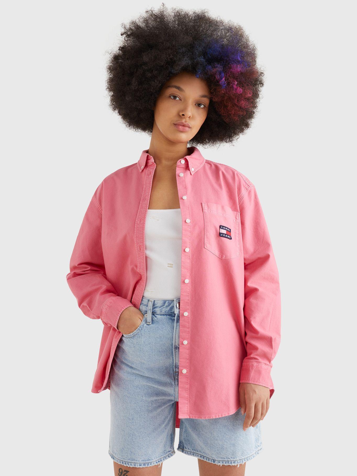 Camisa Boyfriend Fit Con Logo Rosado Tommy Hilfiger-3