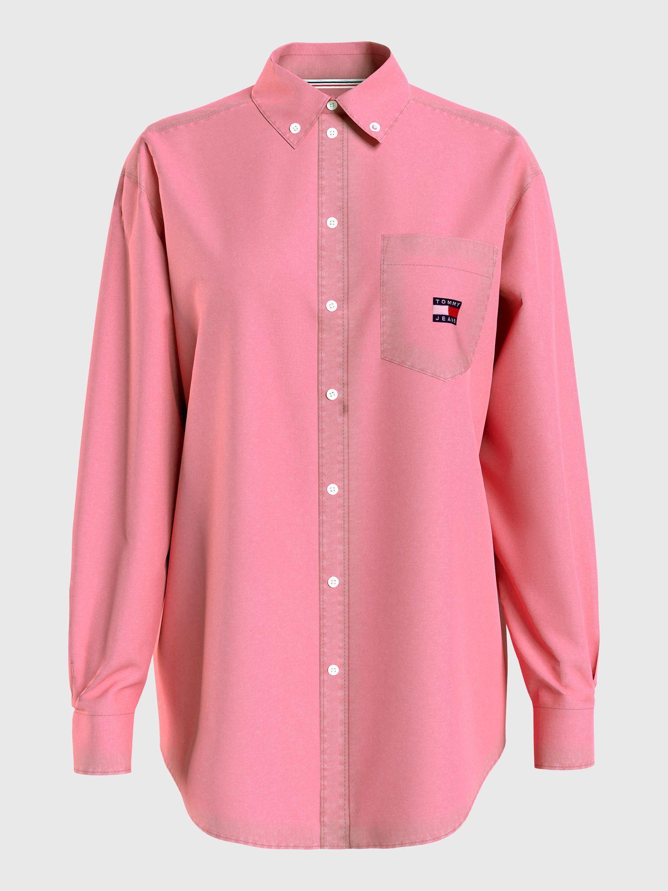 Camisa Boyfriend Fit Con Logo Rosado Tommy Hilfiger-4