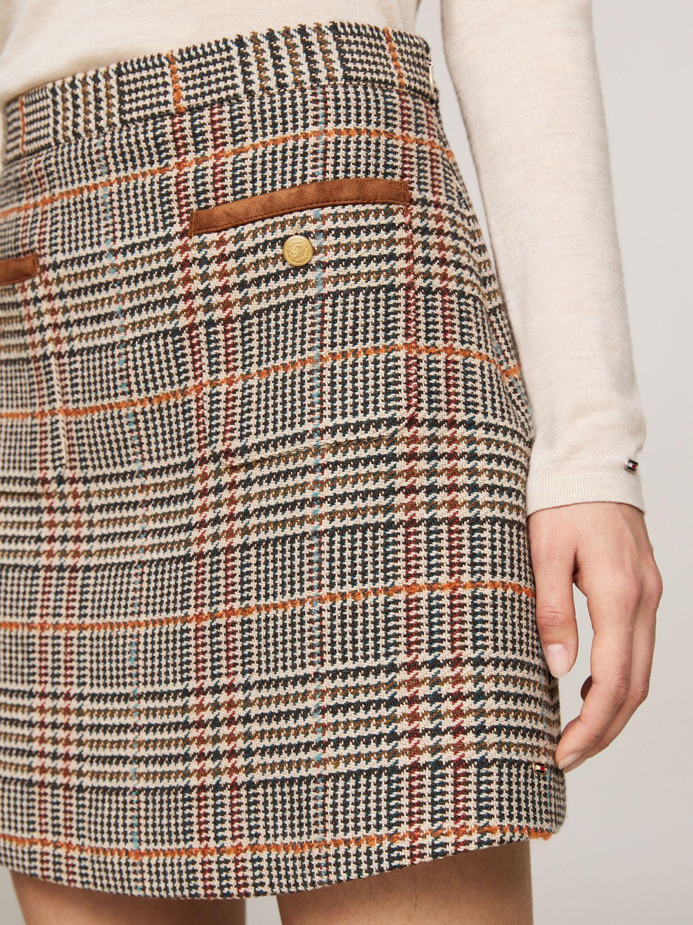 Minifalda De Tweed A Cuadros Multicolor Tommy Hilfiger-3