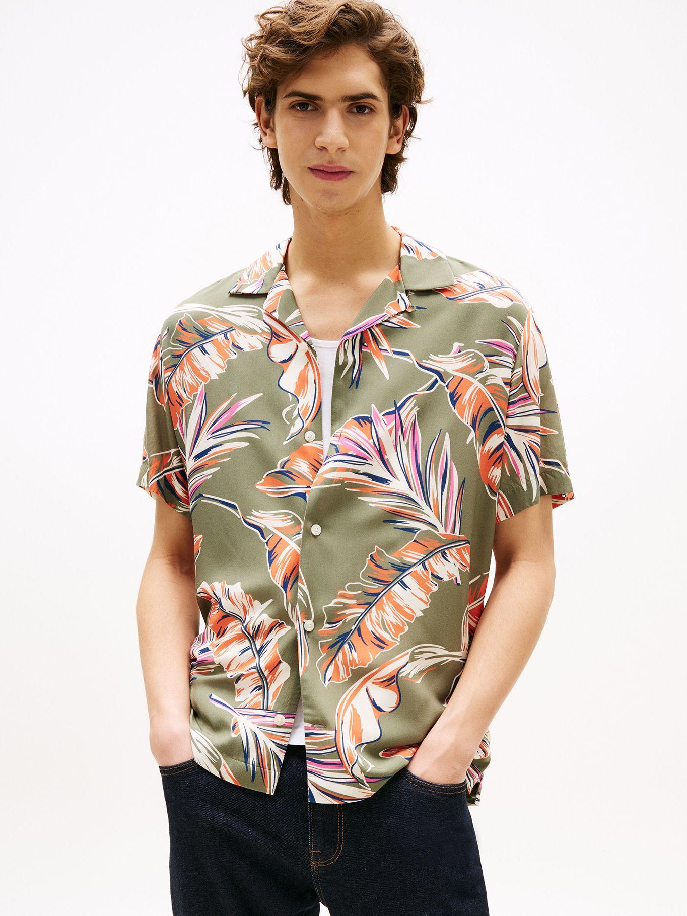 Camisa Tropical Print Con Logo Verde Tommy Hilfiger-0