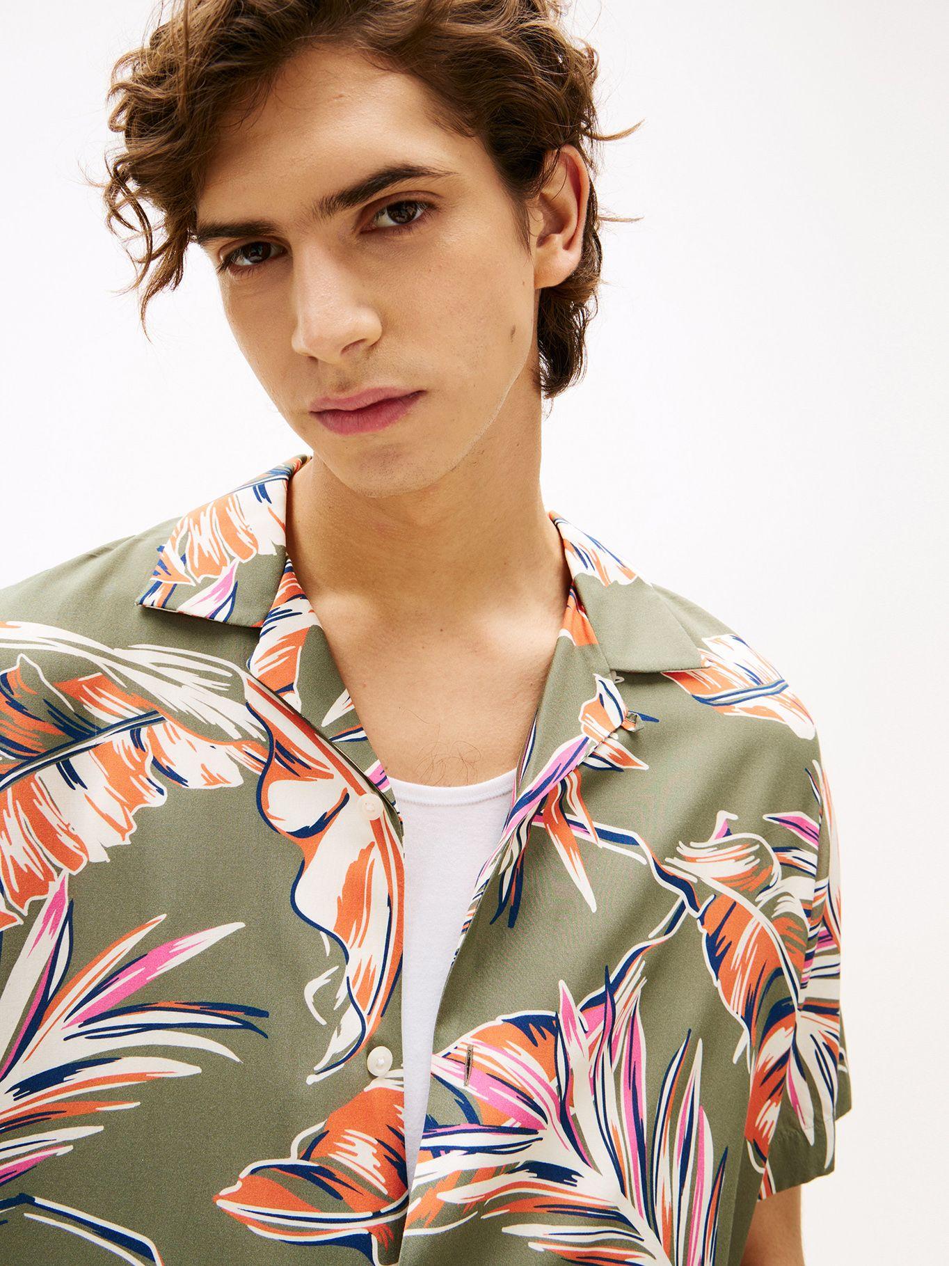 Camisa Tropical Print Con Logo Verde Tommy Hilfiger-3