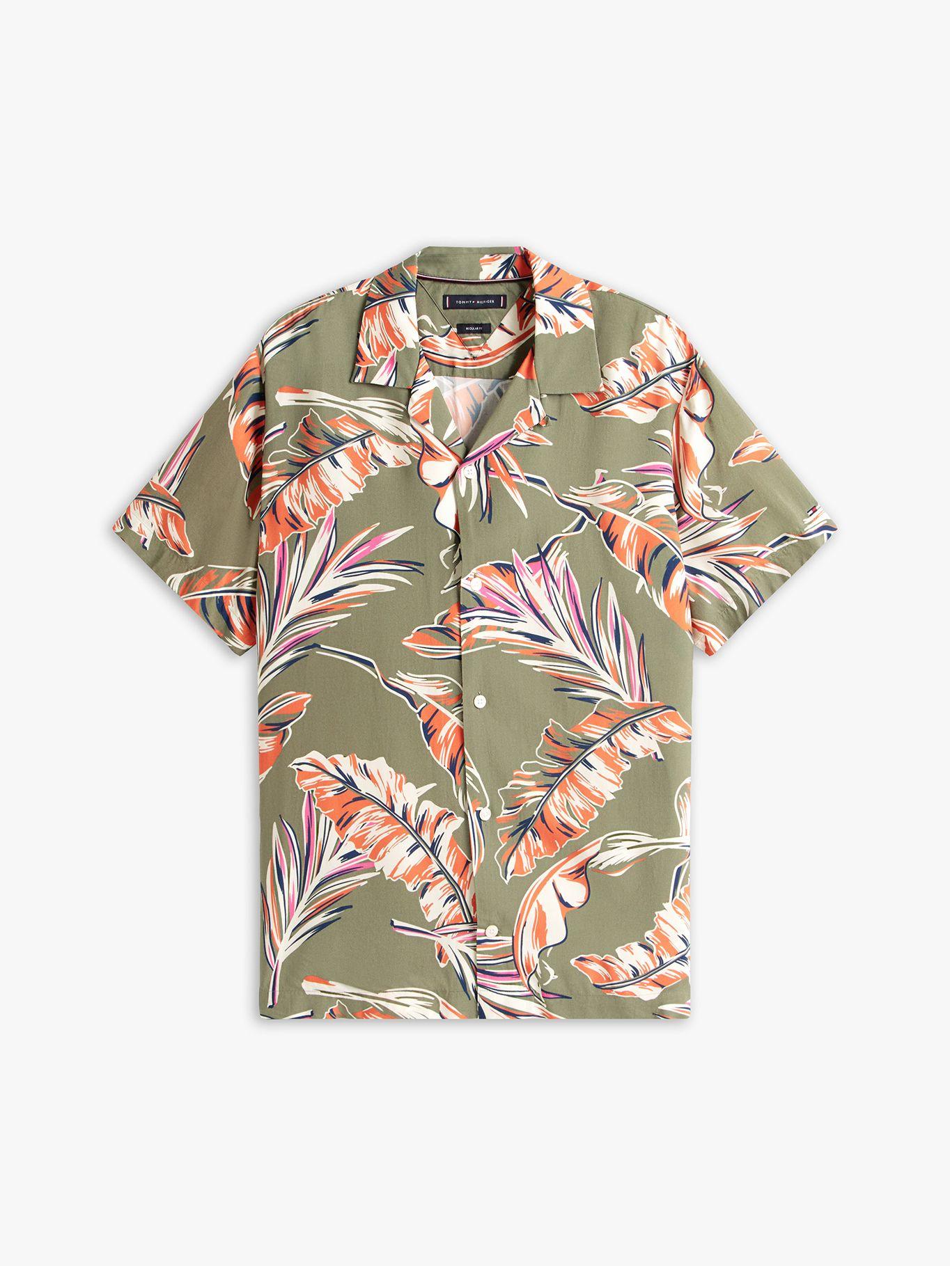 Camisa Tropical Print Con Logo Verde Tommy Hilfiger-4