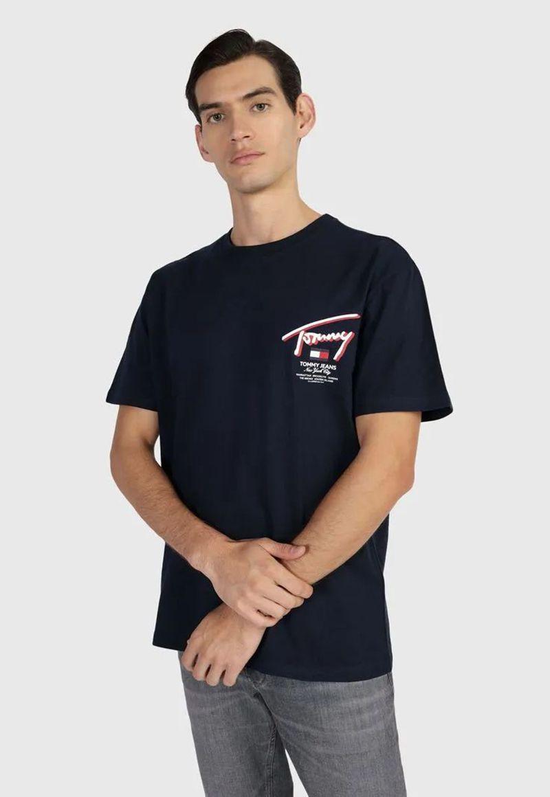 Polera Con Logo 3D Regular Fit Azul Tommy Jeans-0