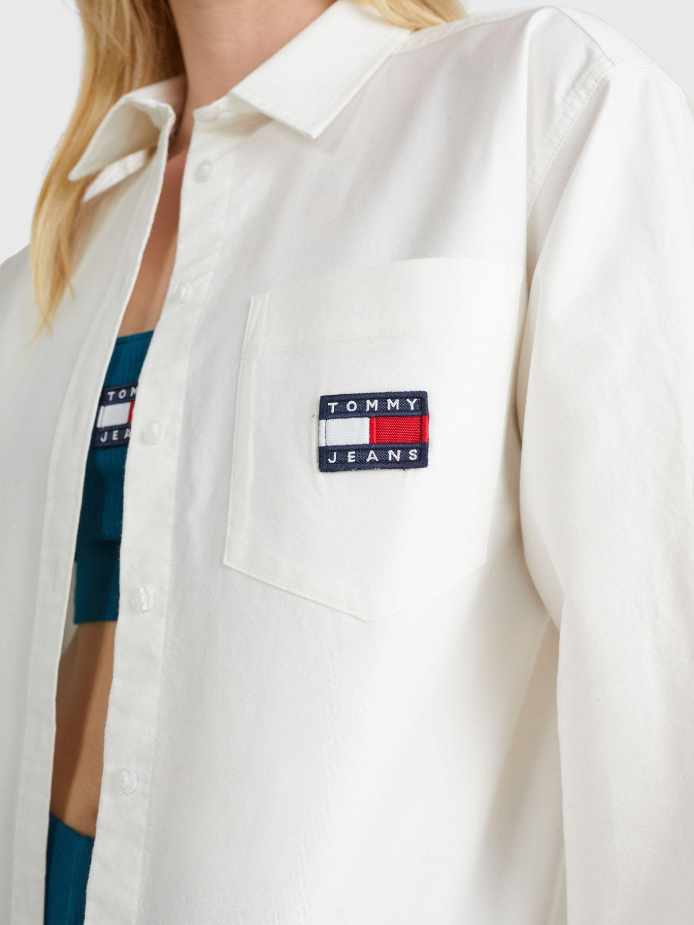 Camisa Boyfriend Con Logo Blanco Tommy Hilfiger-3