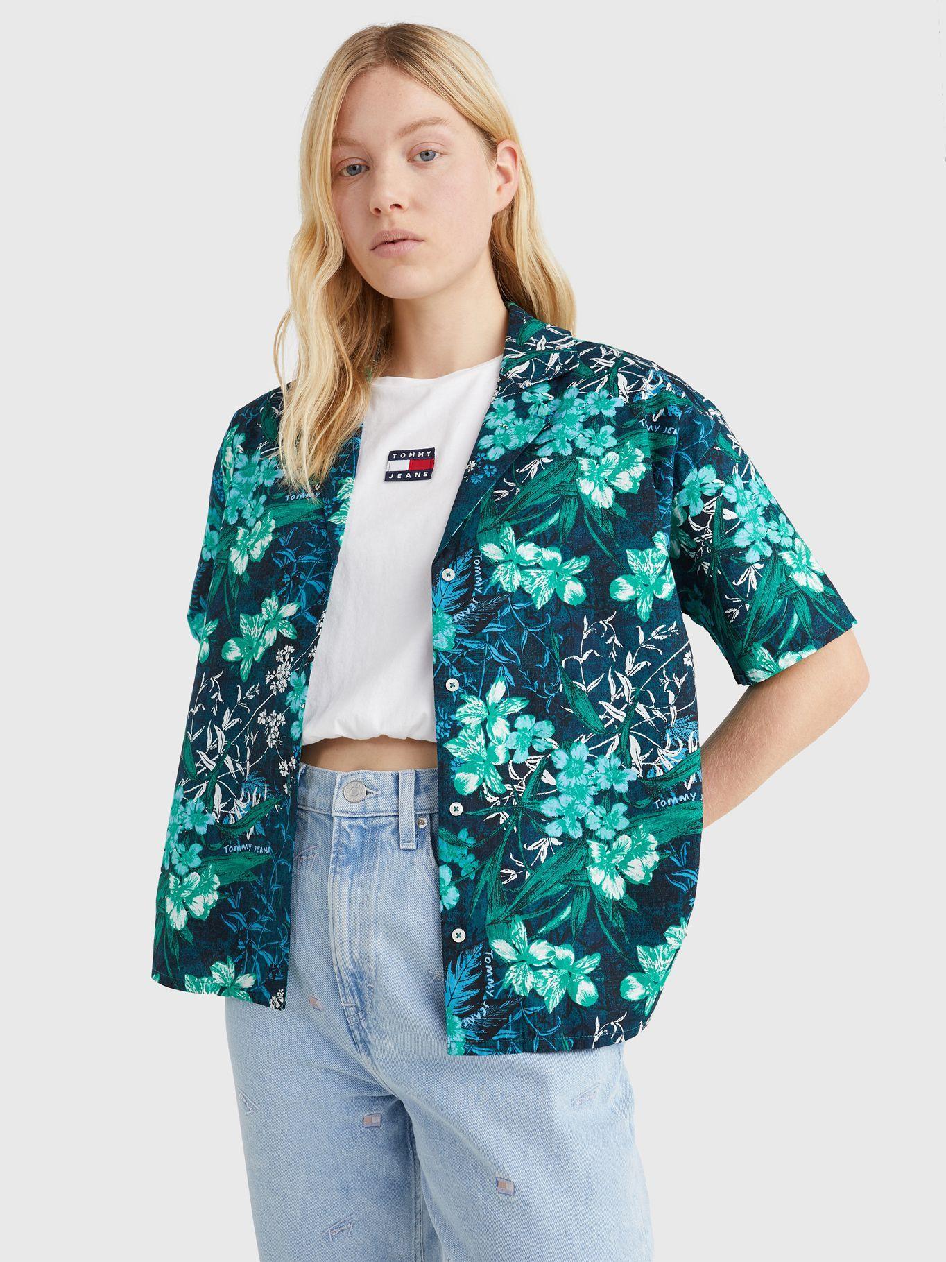Blusa Con Estampado Tropical Verde Tommy Jeans JN2-0