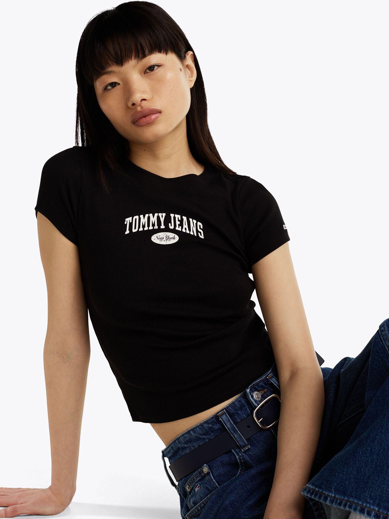 Polera Varsity Acanalada Slim Fit Negro Tommy Jeans-3