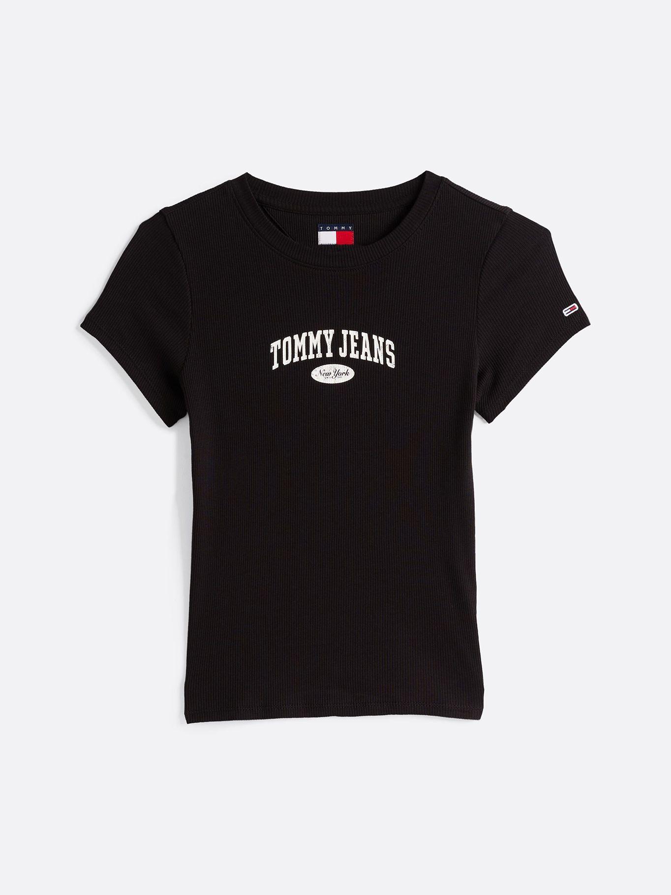 Polera Varsity Acanalada Slim Fit Negro Tommy Jeans-4