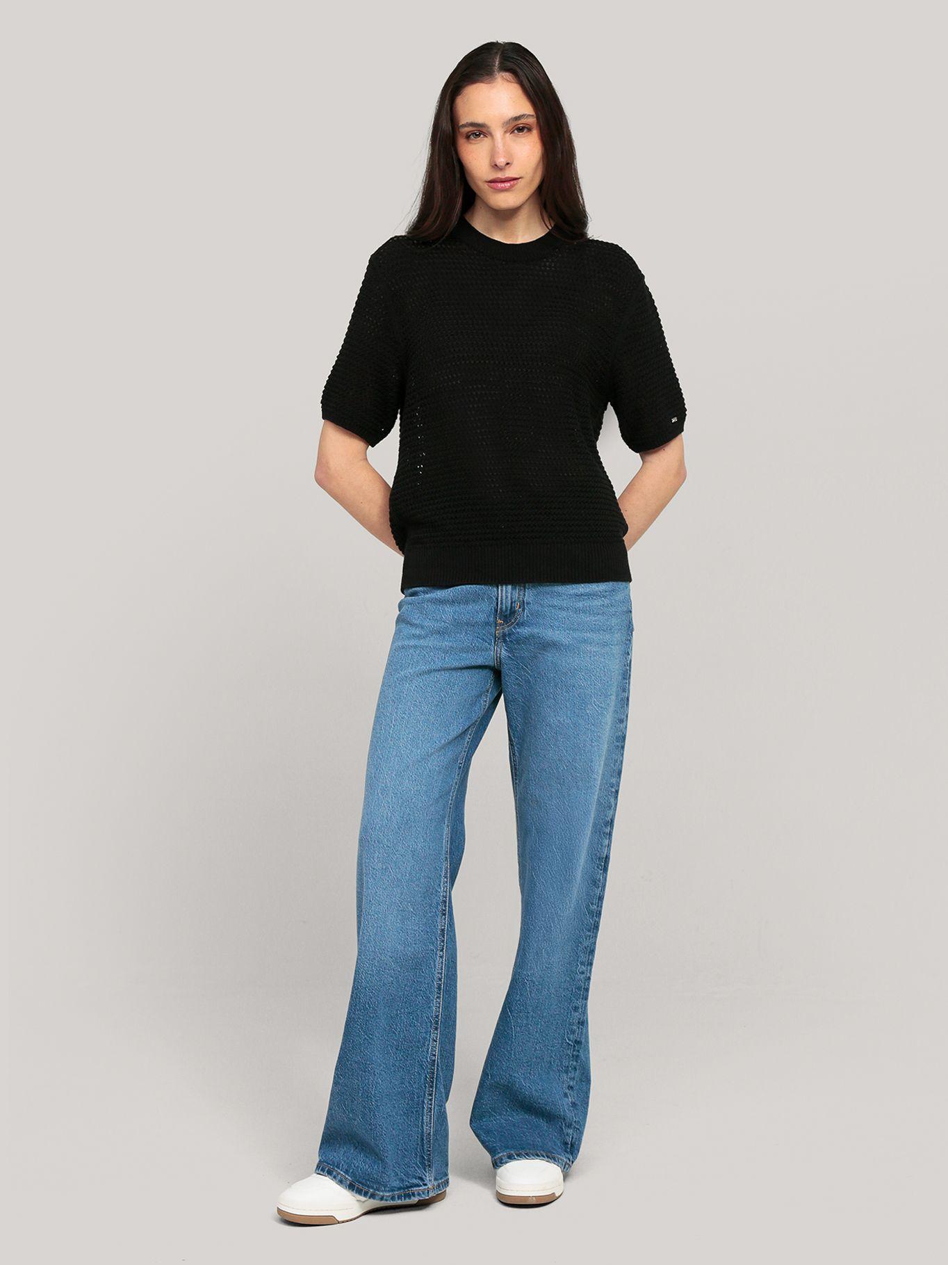 Sweater De Croché Solid Negro Tommy Hilfiger-1