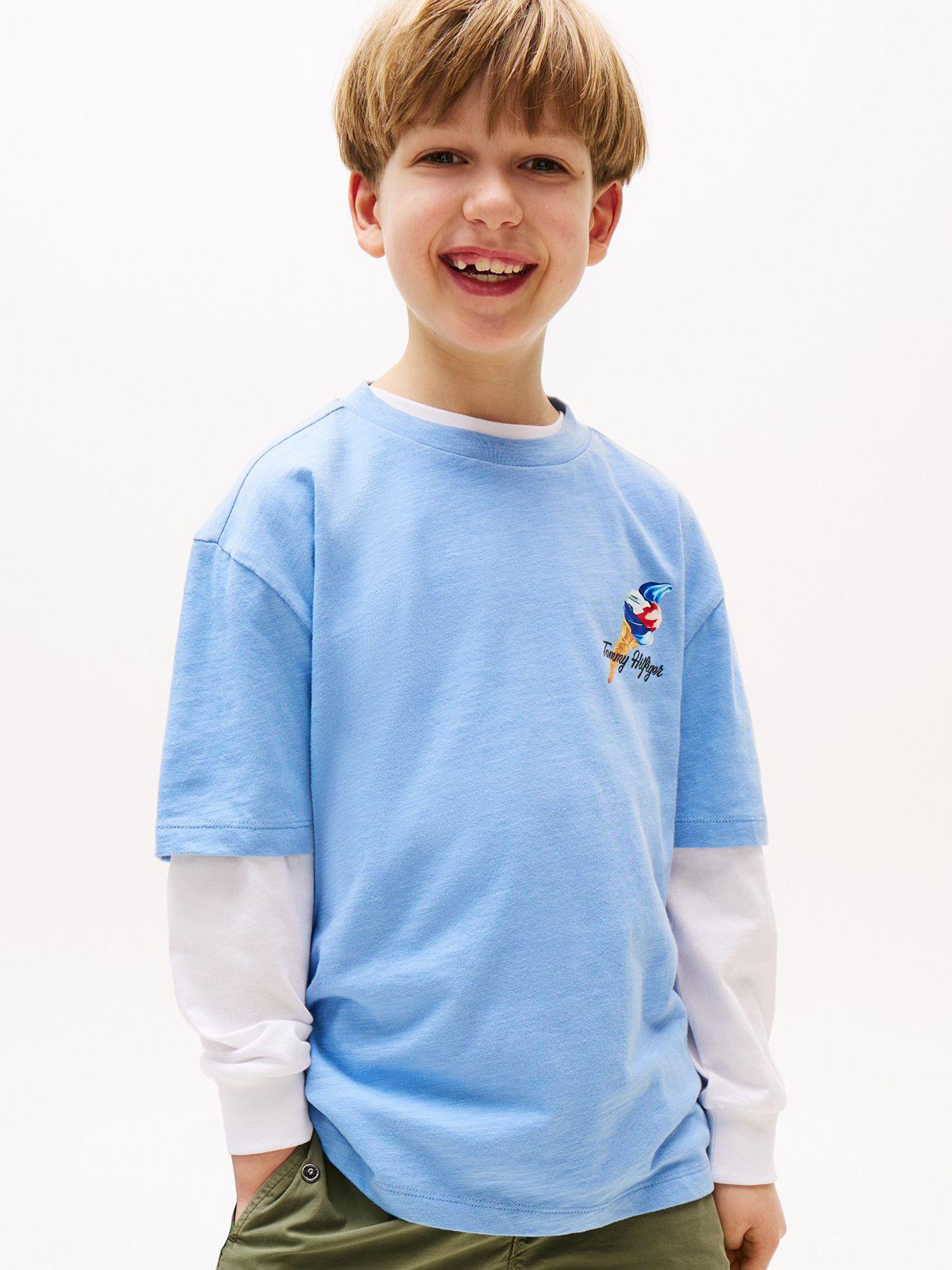 Polera Photo Print Logo Celeste Tommy Hilfiger-0