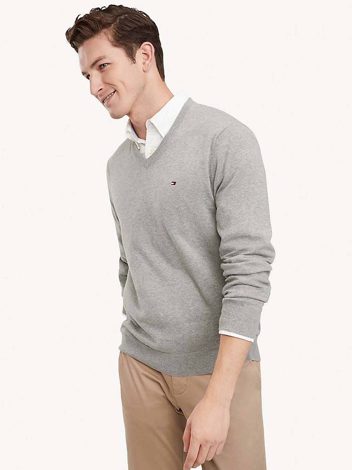 Sweater Básico Signature V-Neck Gris Tommy Hilfiger-0
