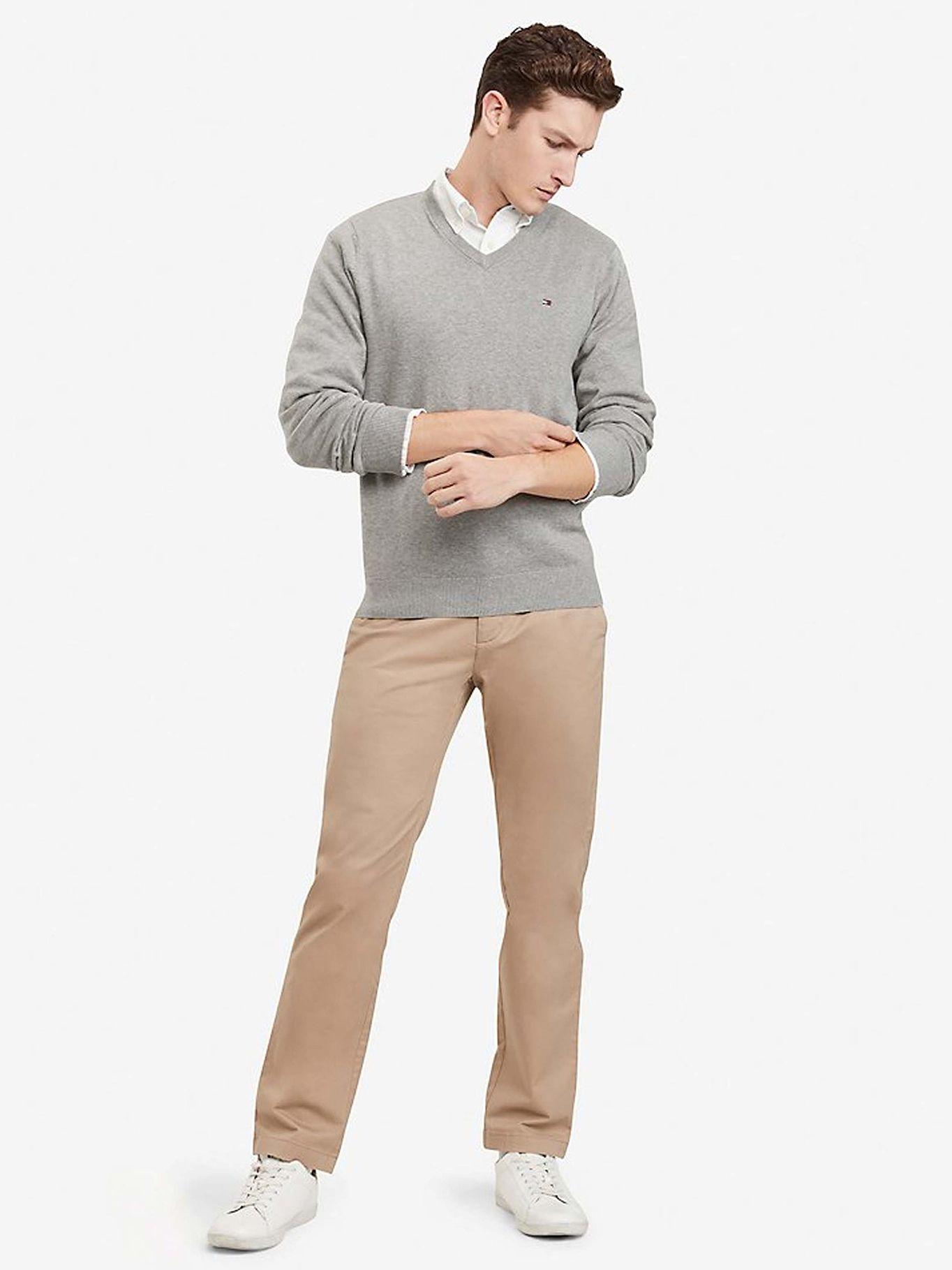 Sweater Básico Signature V-Neck Gris Tommy Hilfiger-1