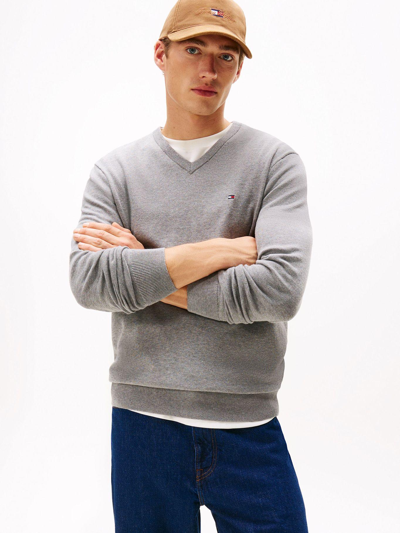 Sweater Básico Gris Signature V-Neck Tommy Hilfiger-0