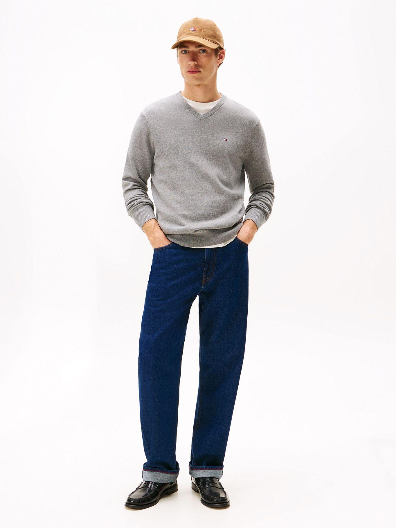 Sweater Básico Gris Signature V-Neck Tommy Hilfiger-1