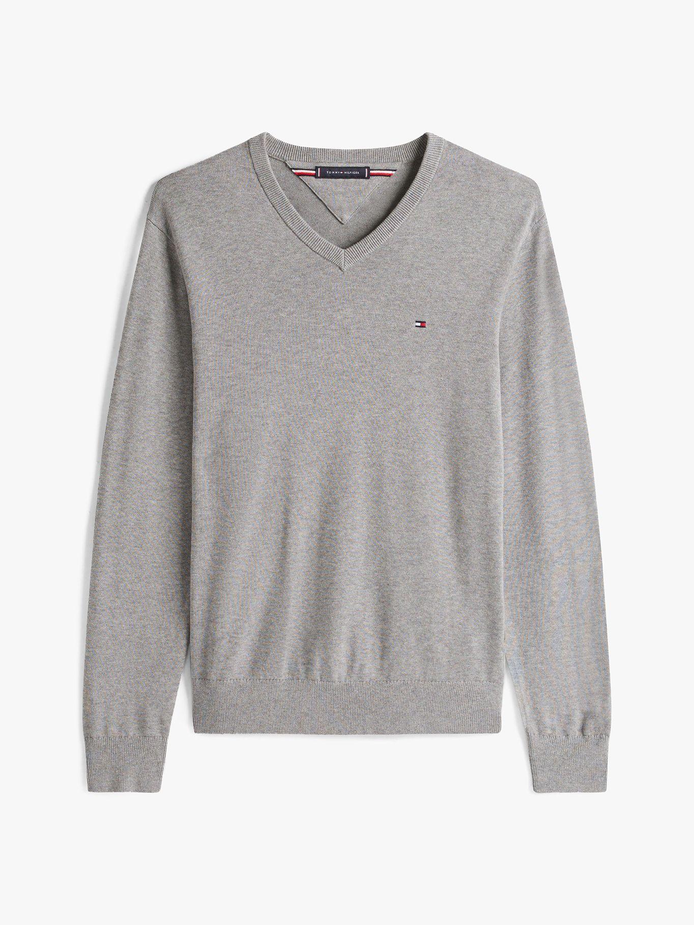 Sweater Básico Gris Signature V-Neck Tommy Hilfiger-4