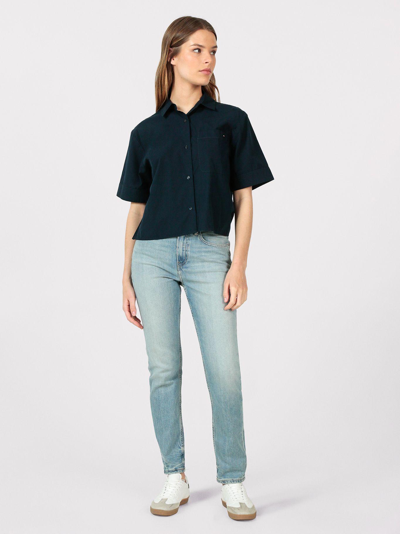 Camisa Poplin de Bolsillo Azul Tommy Hilfiger-1