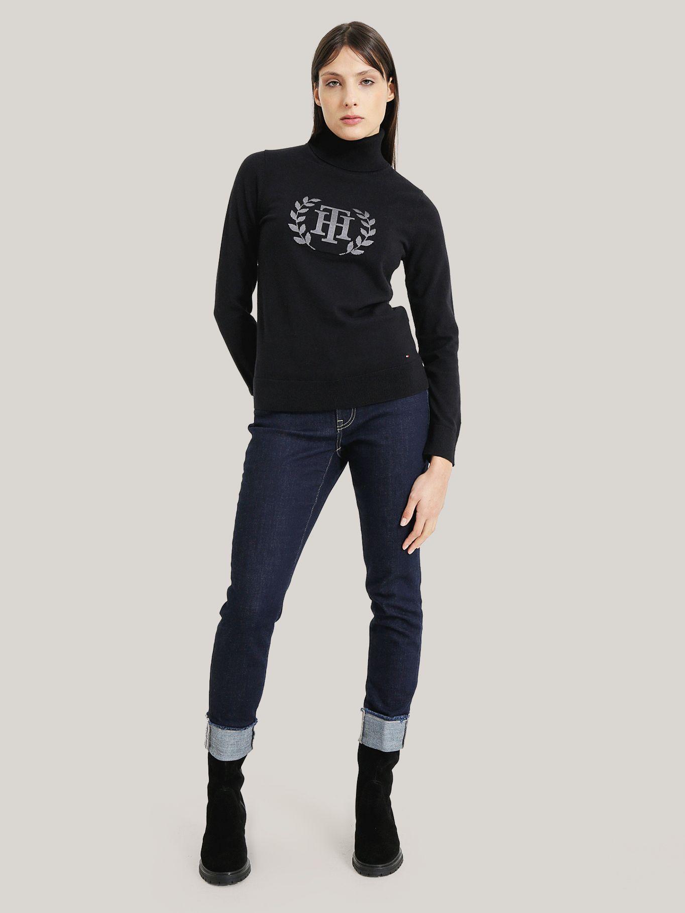 SWEATER DE ALGODÓN CUELLO ALTO NEGRO TOMMY HILFIGER-1