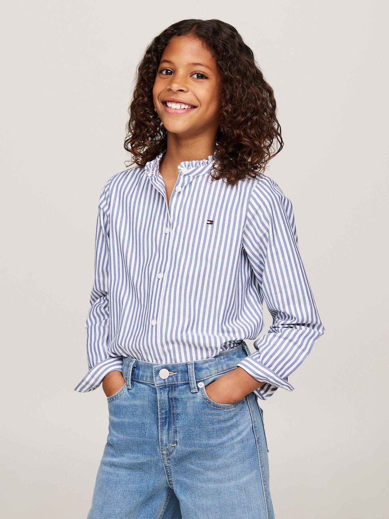 Blusa Con Cuello De Volantes Celeste Tommy Hilfiger-0