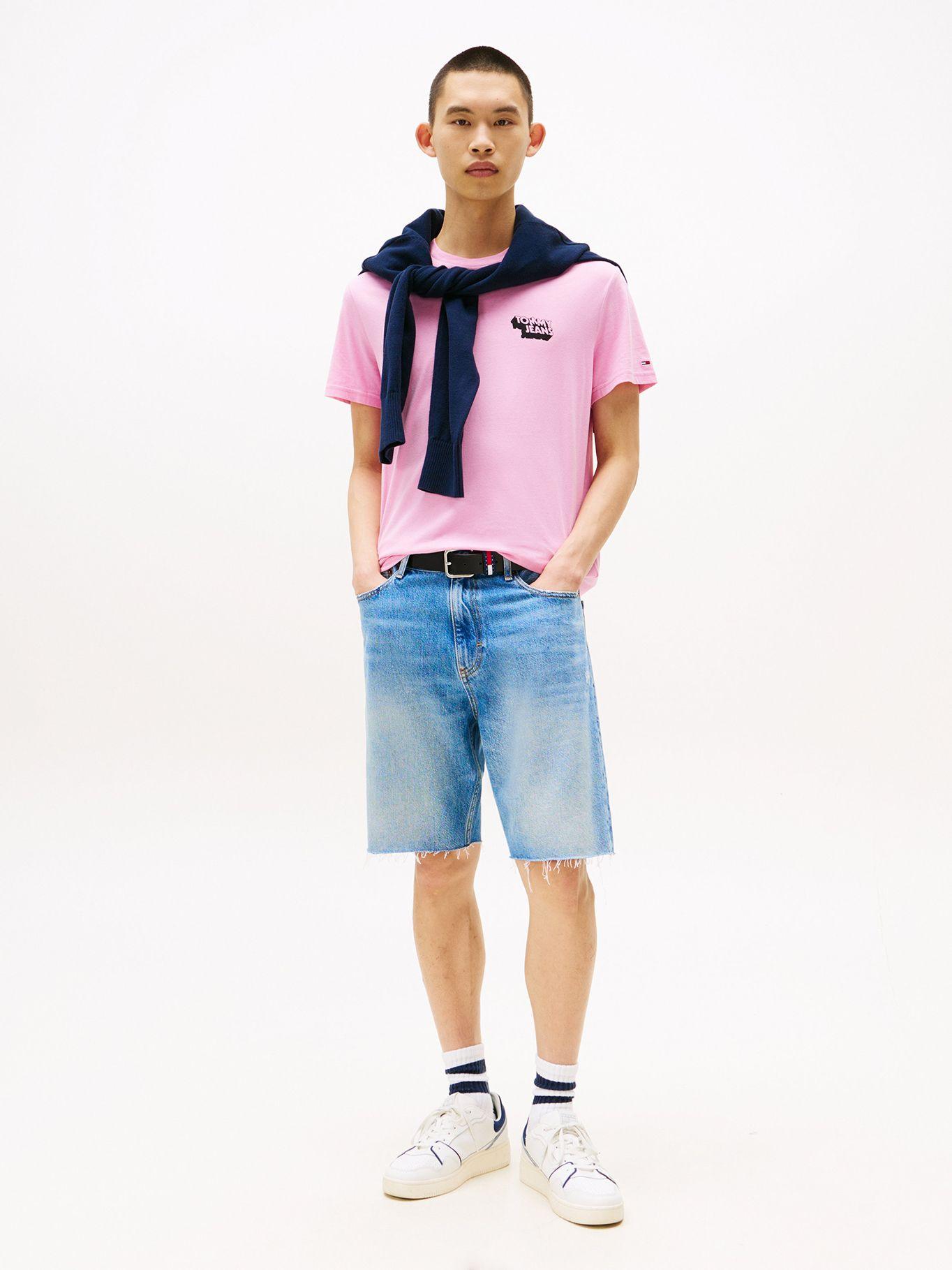 Polera Stack Logo Slim Fit Rosado U06 Tommy Jeans-1