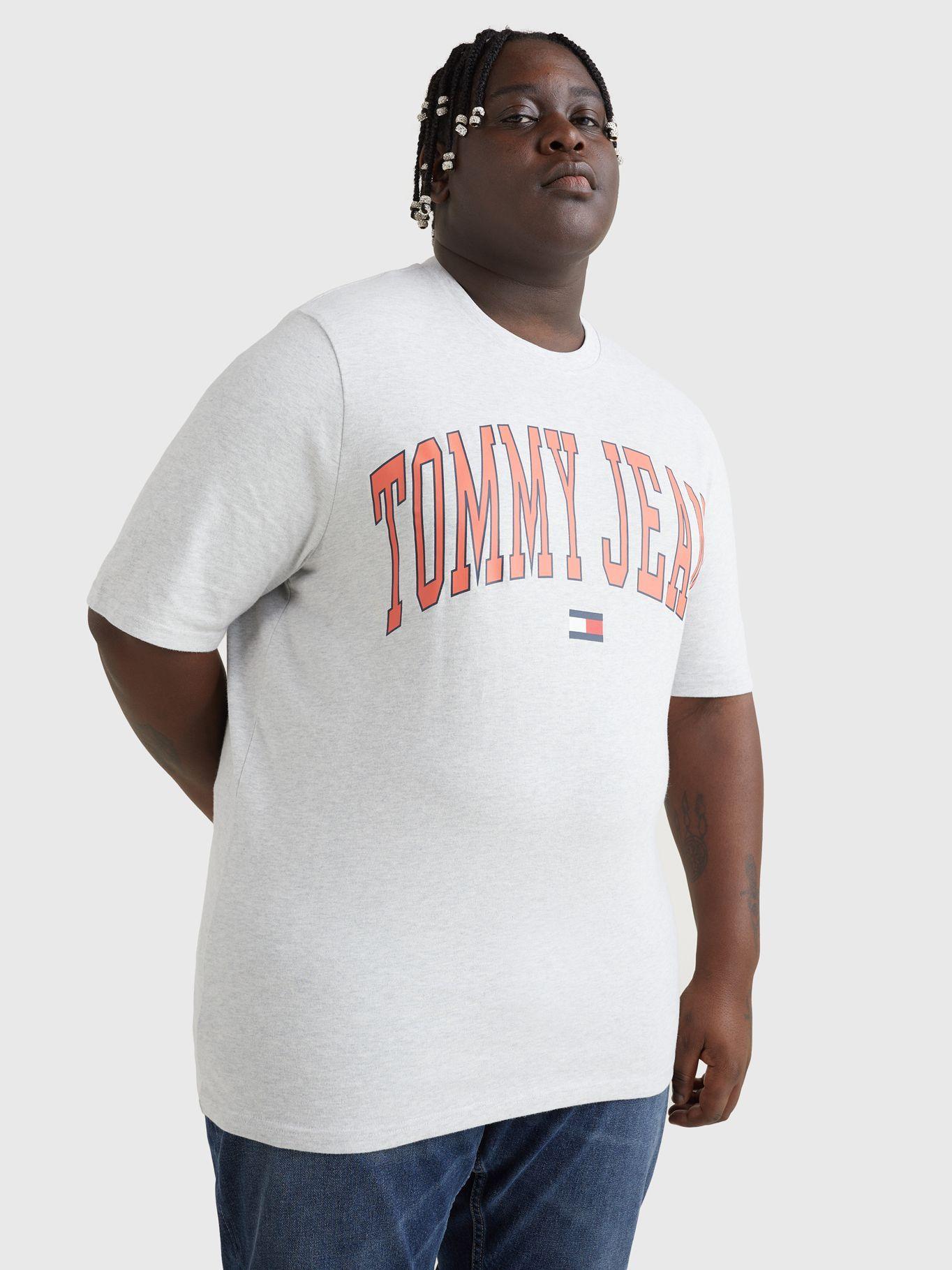 Polera Plus Classic Collegiate Logo Gris Tommy Jeans-0