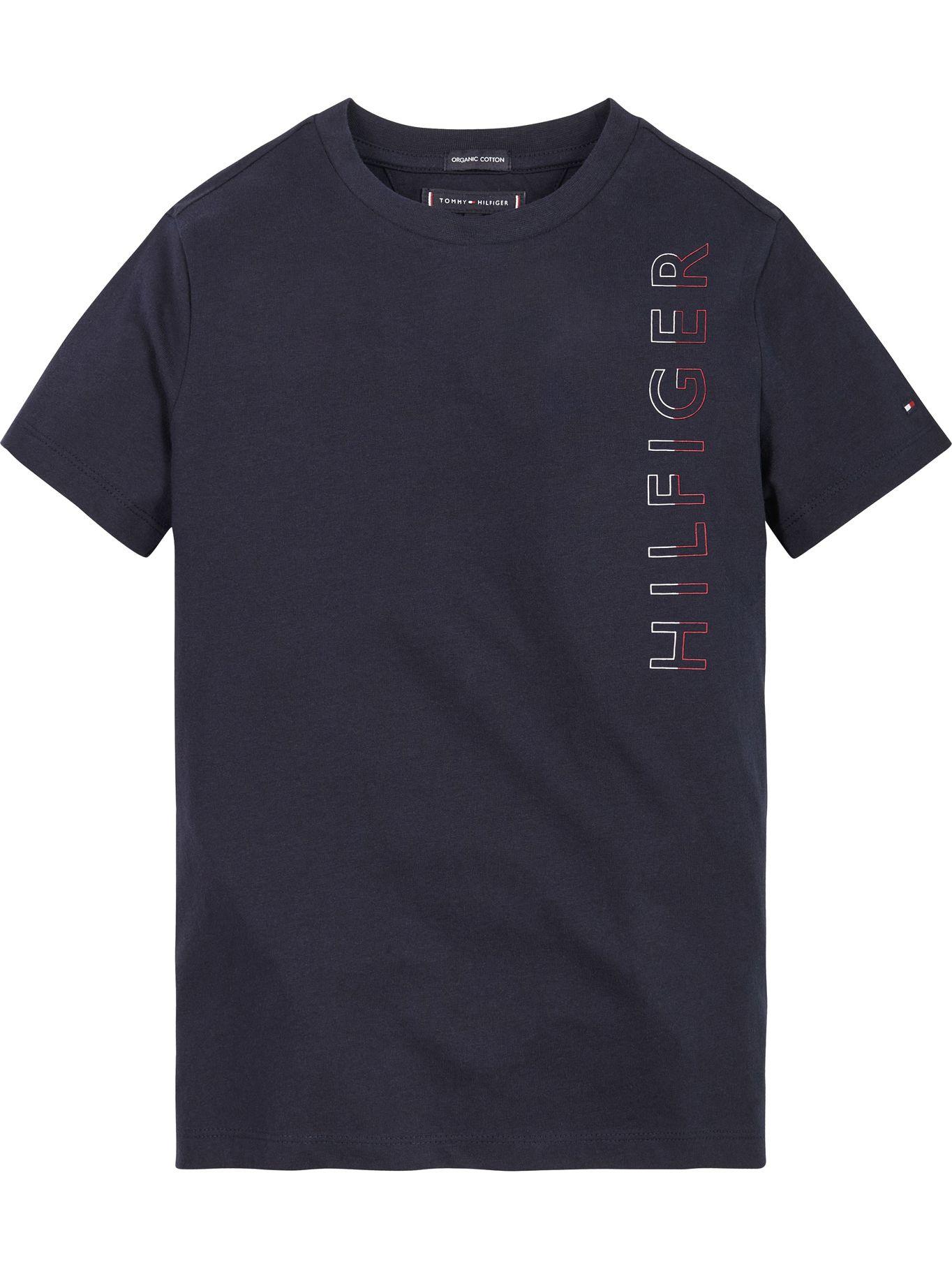 Polera De Niño Con Logo Vertical Azul Tommy Hilfiger-0