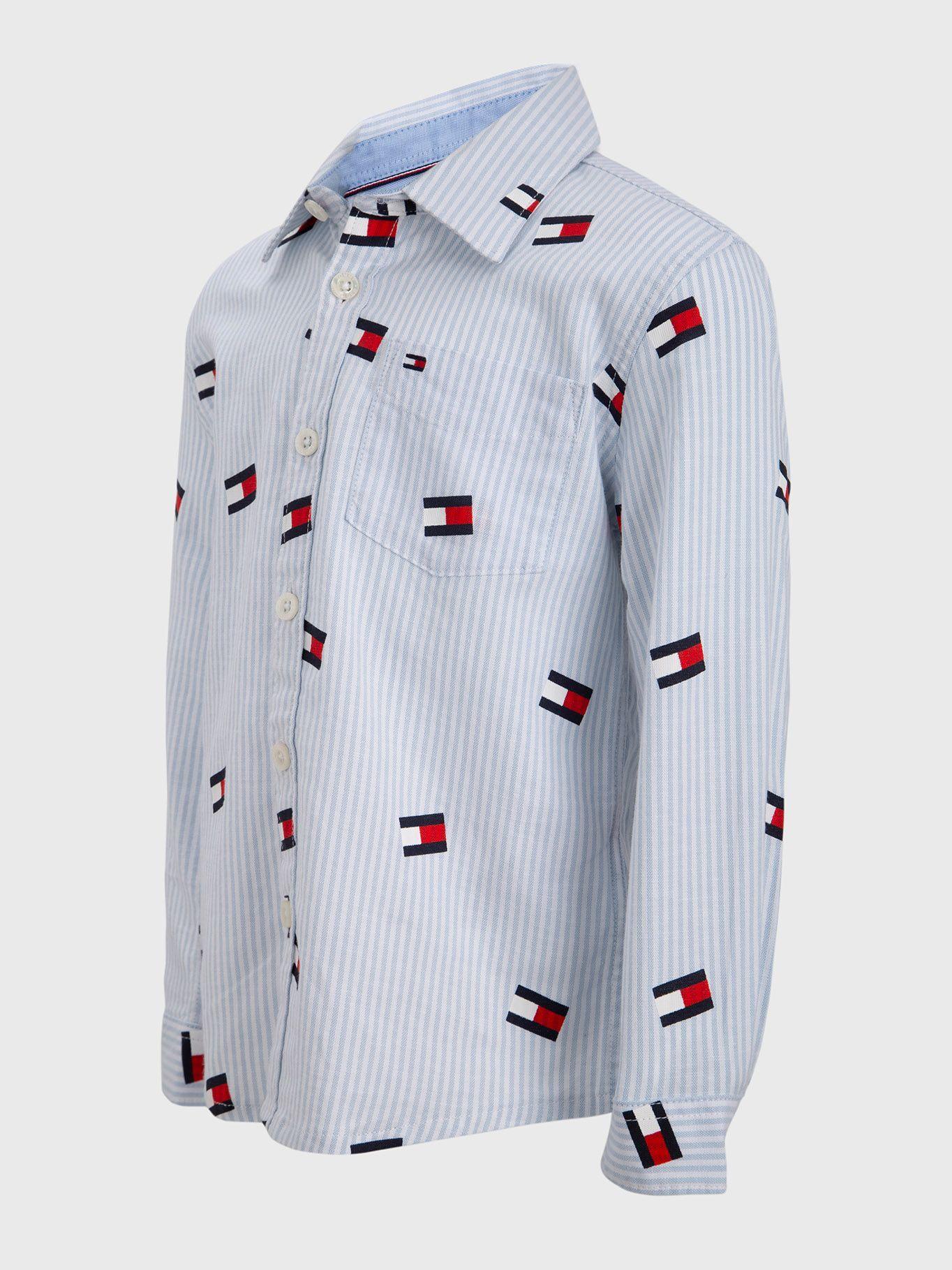 Camisa Flag Logo Celeste Tommy Hilfiger M2-1