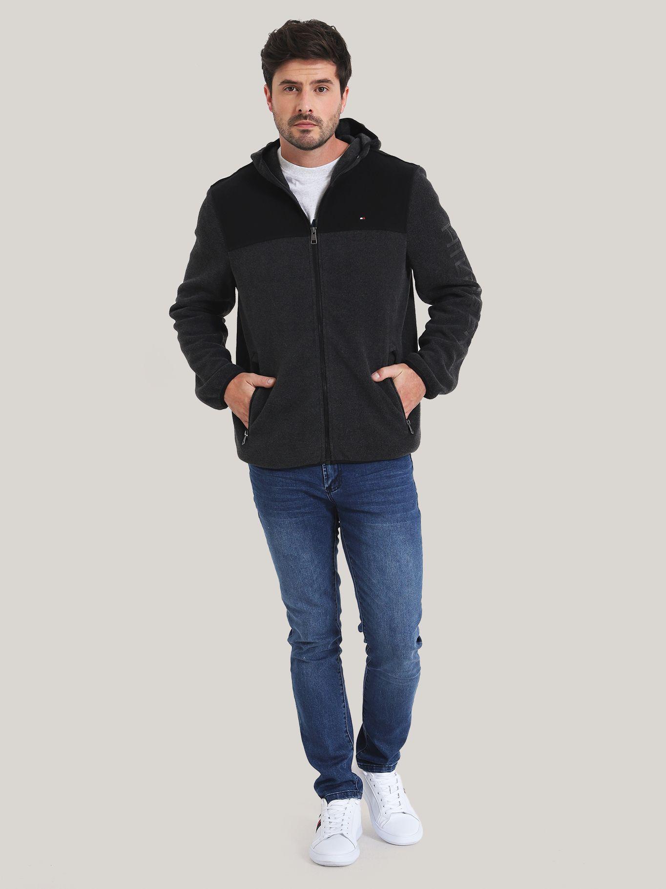 POLERÓN HOODIE DE POLAR CIERRE NEGRO TOMMY HILFIGER-1