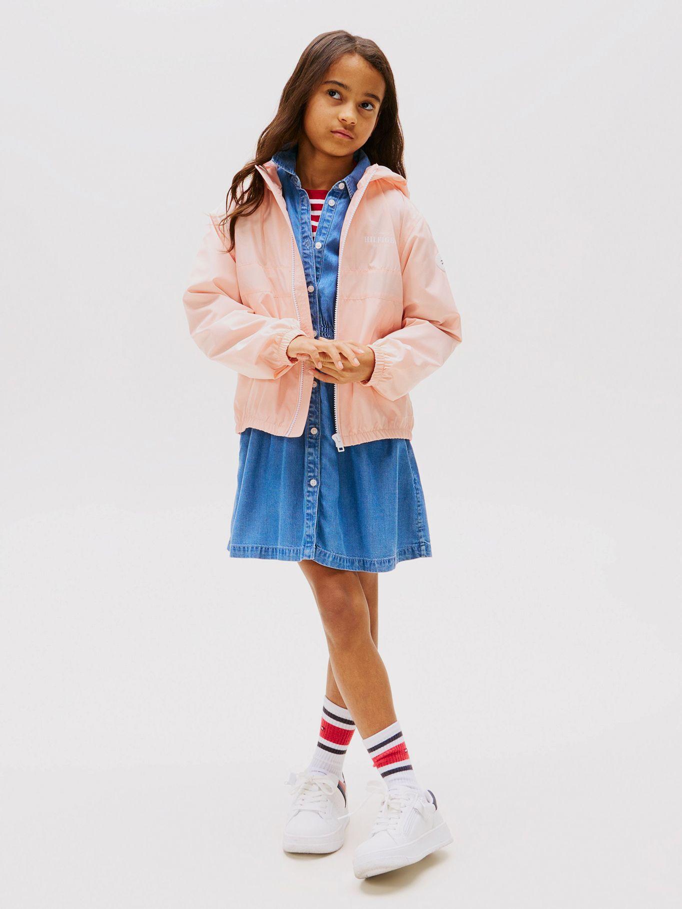 Cortavientos Con Gorro Y Logo Rosado Tommy Hilfiger-1