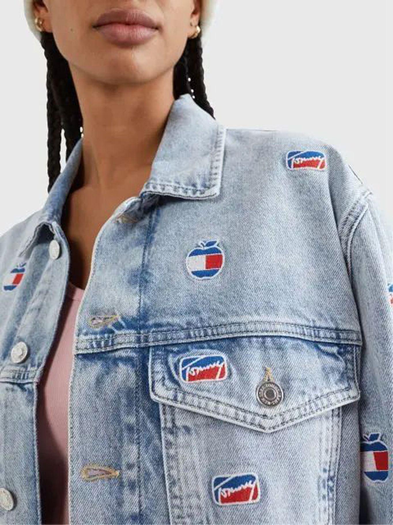 Chaqueta Oversize Crop Con Logo Celeste Tommy Jeans-4