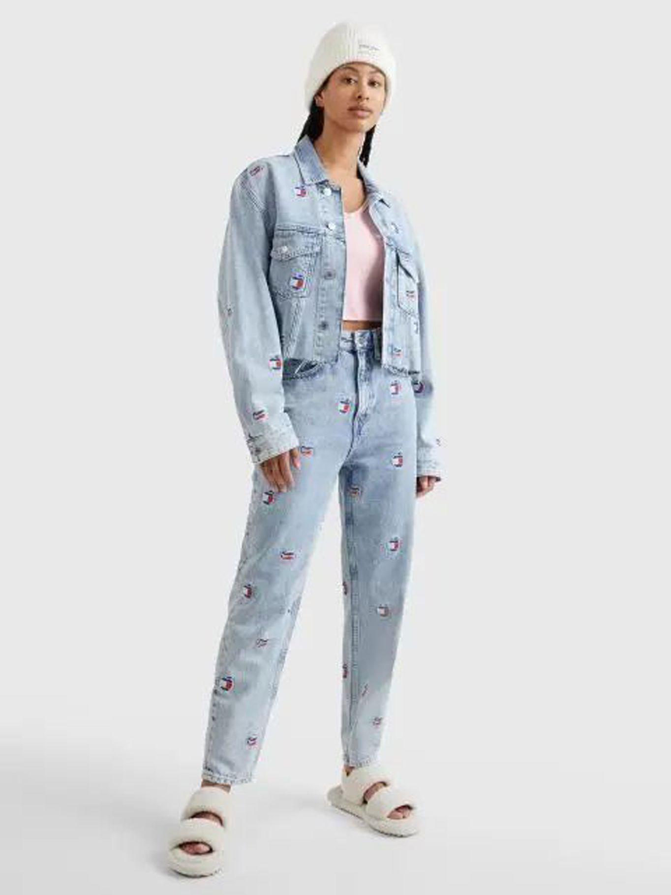 Chaqueta Oversize Crop Con Logo Celeste Tommy Jeans-1