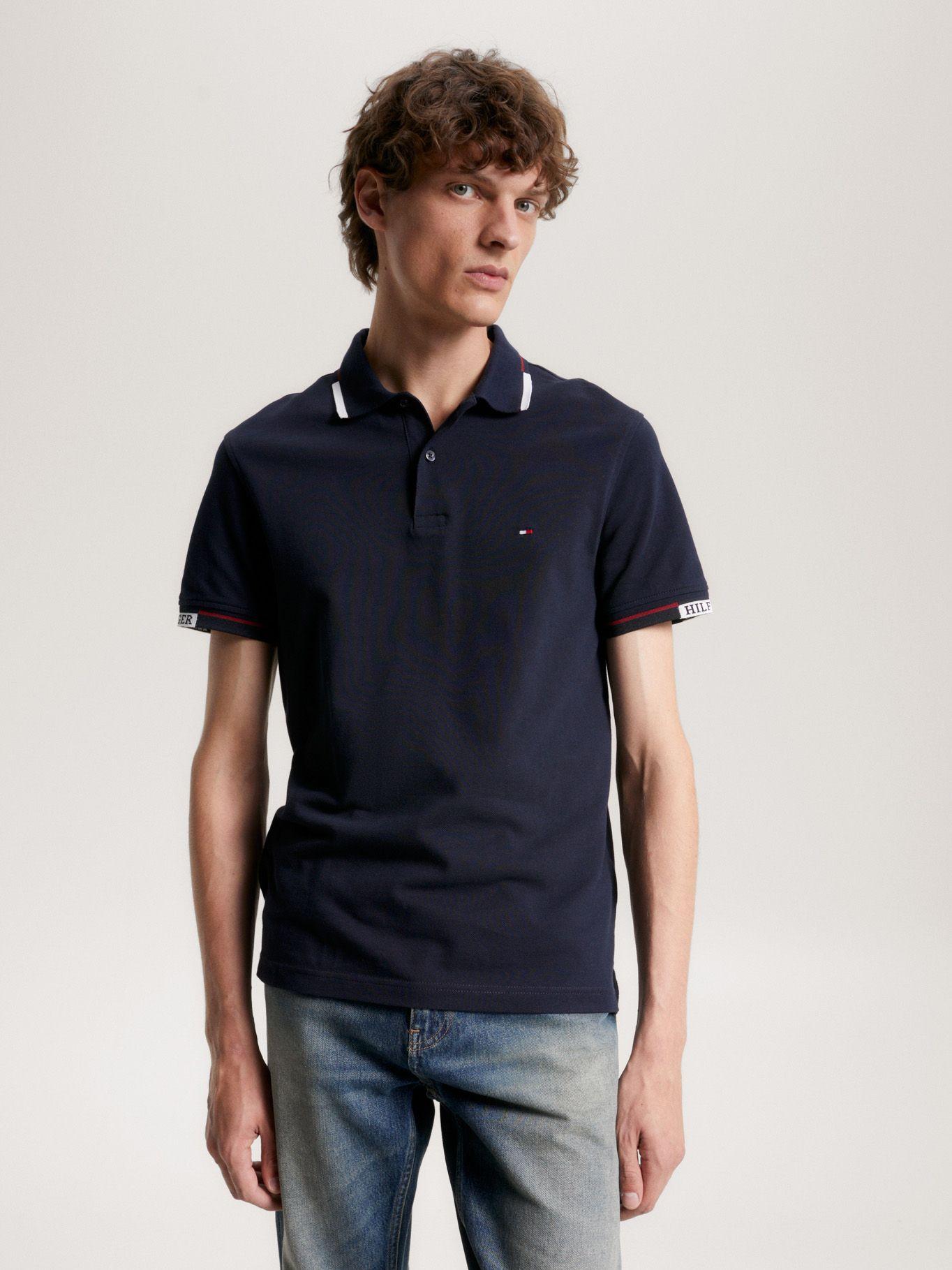 Polo Ribeteado Slim Fit Con Logo Azul Tommy Hilfiger-0