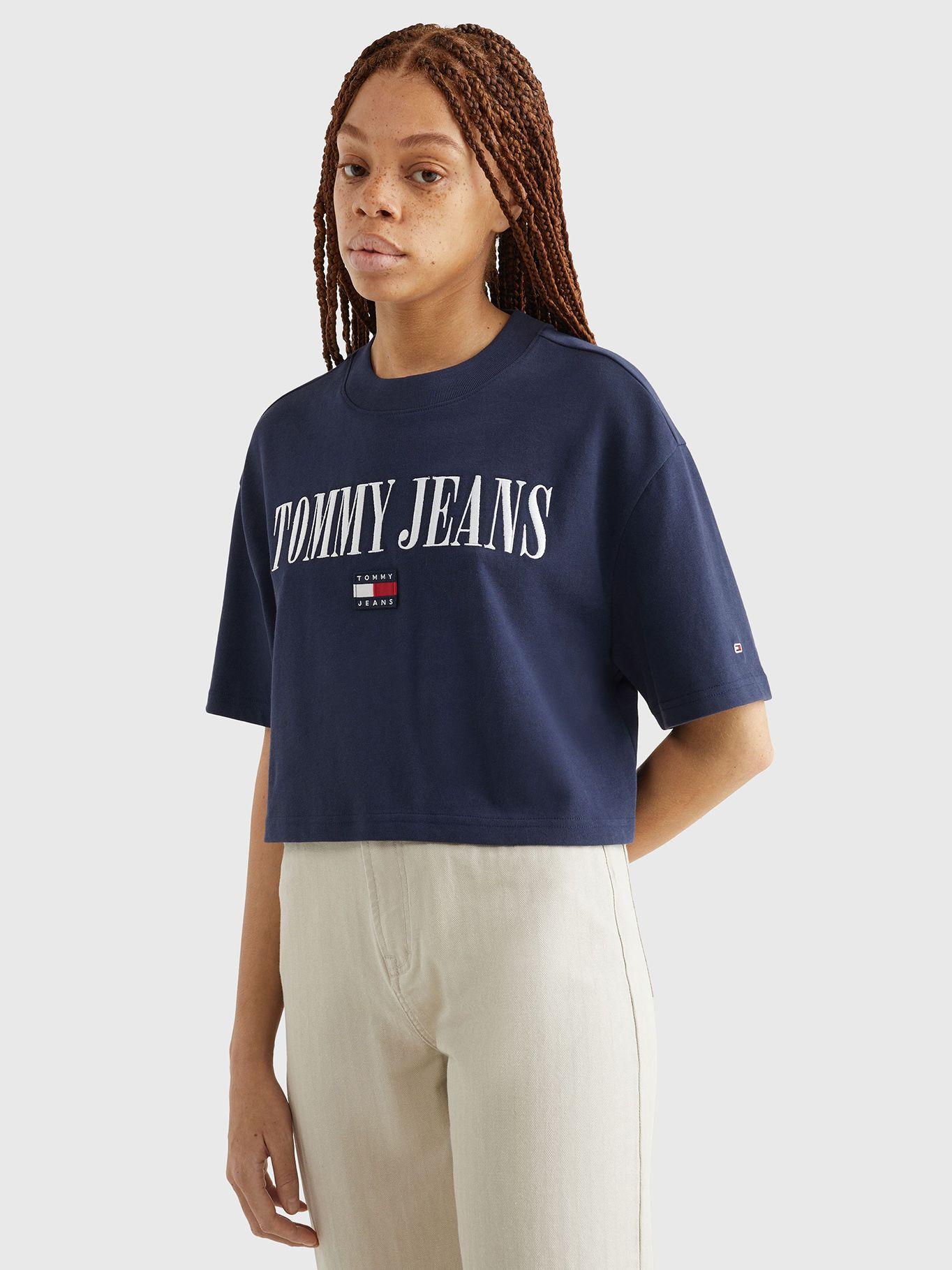 Polera Cropped Archive Logo Azul Tommy Jeans-0