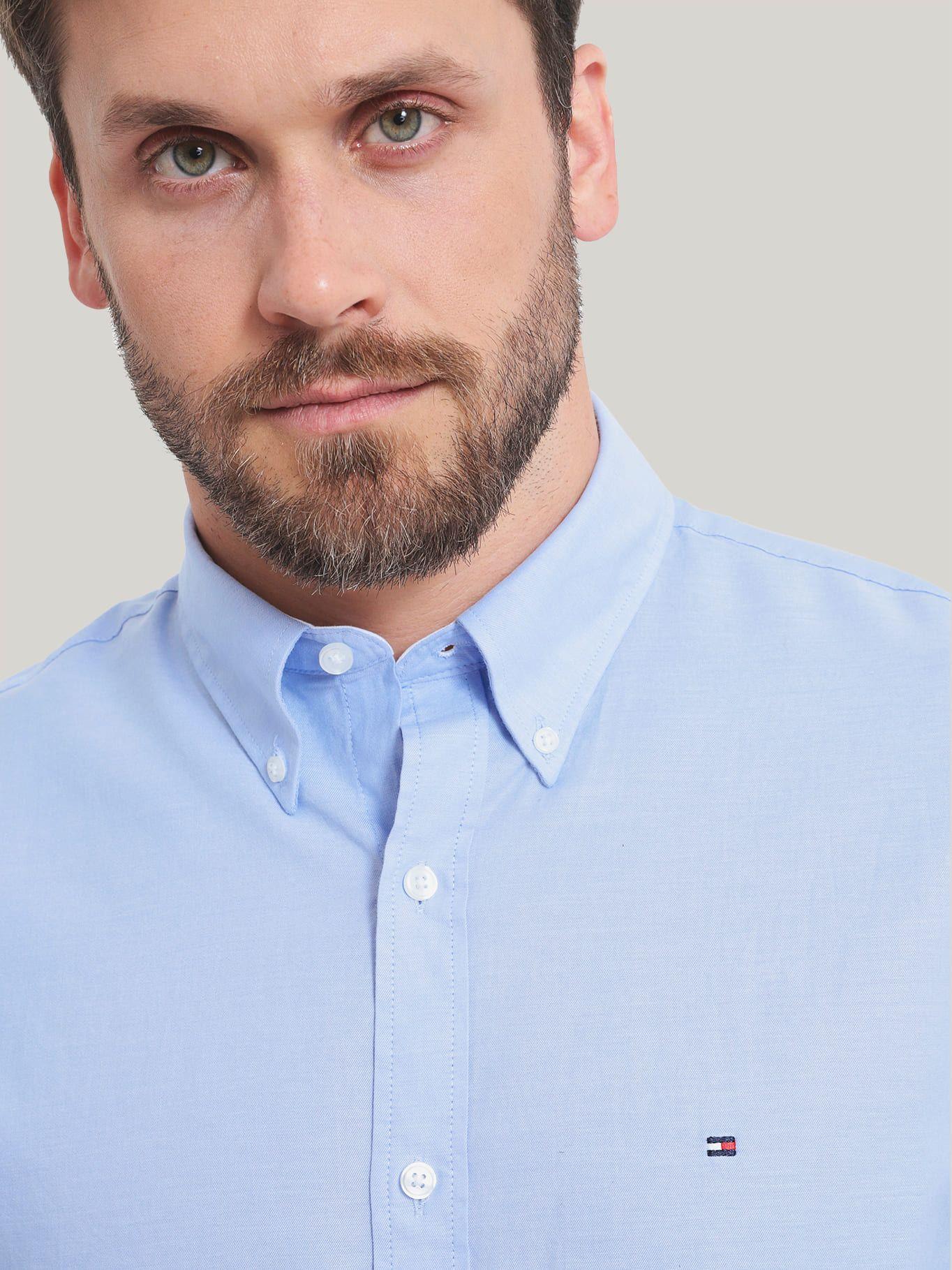 Camisa De Vestir Classic C Logo Celeste Tommy Hilfiger-1