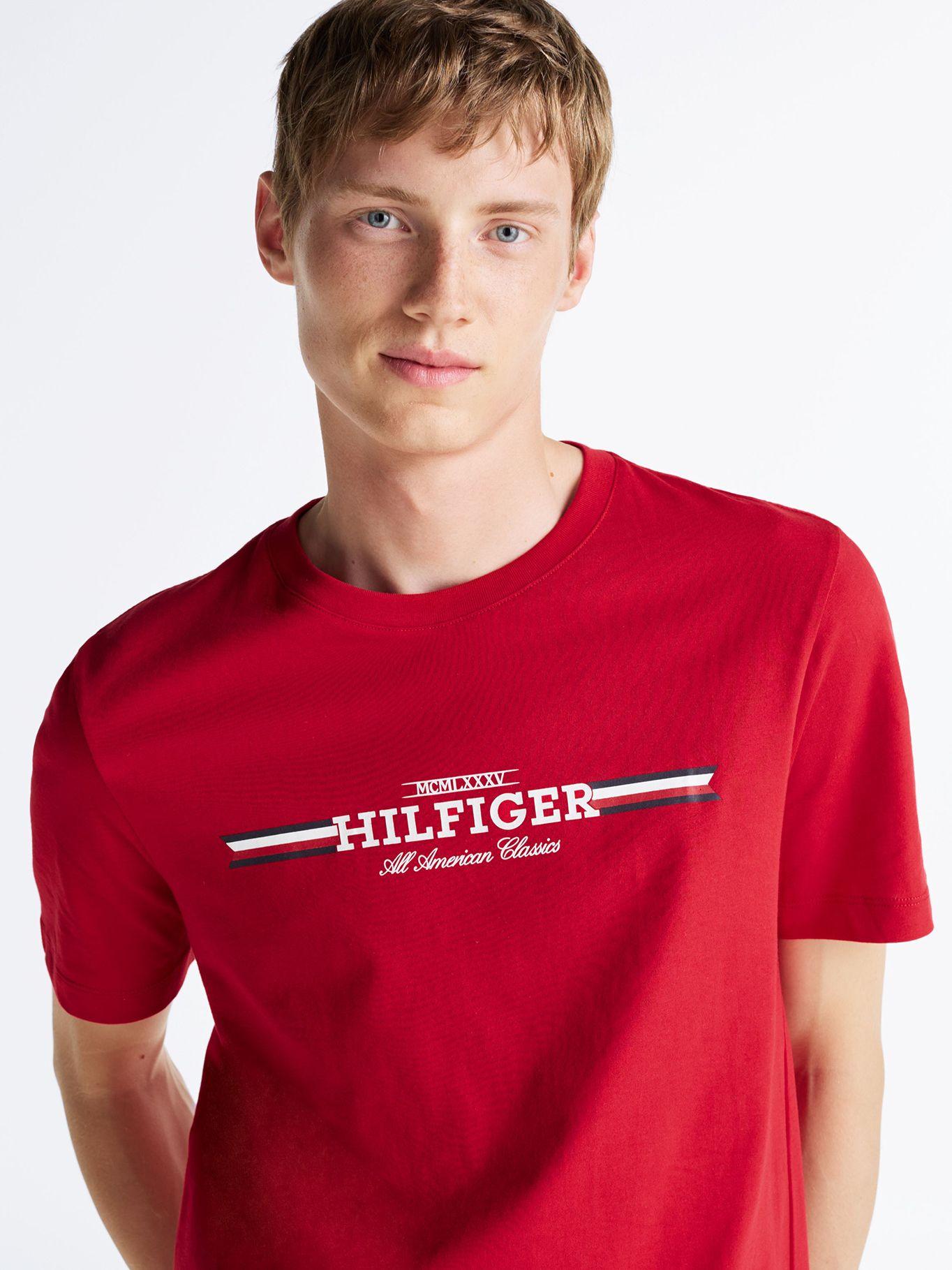 Polera Hilfiger Chest Stripe Logo Rojo Tommy Hilfiger-3