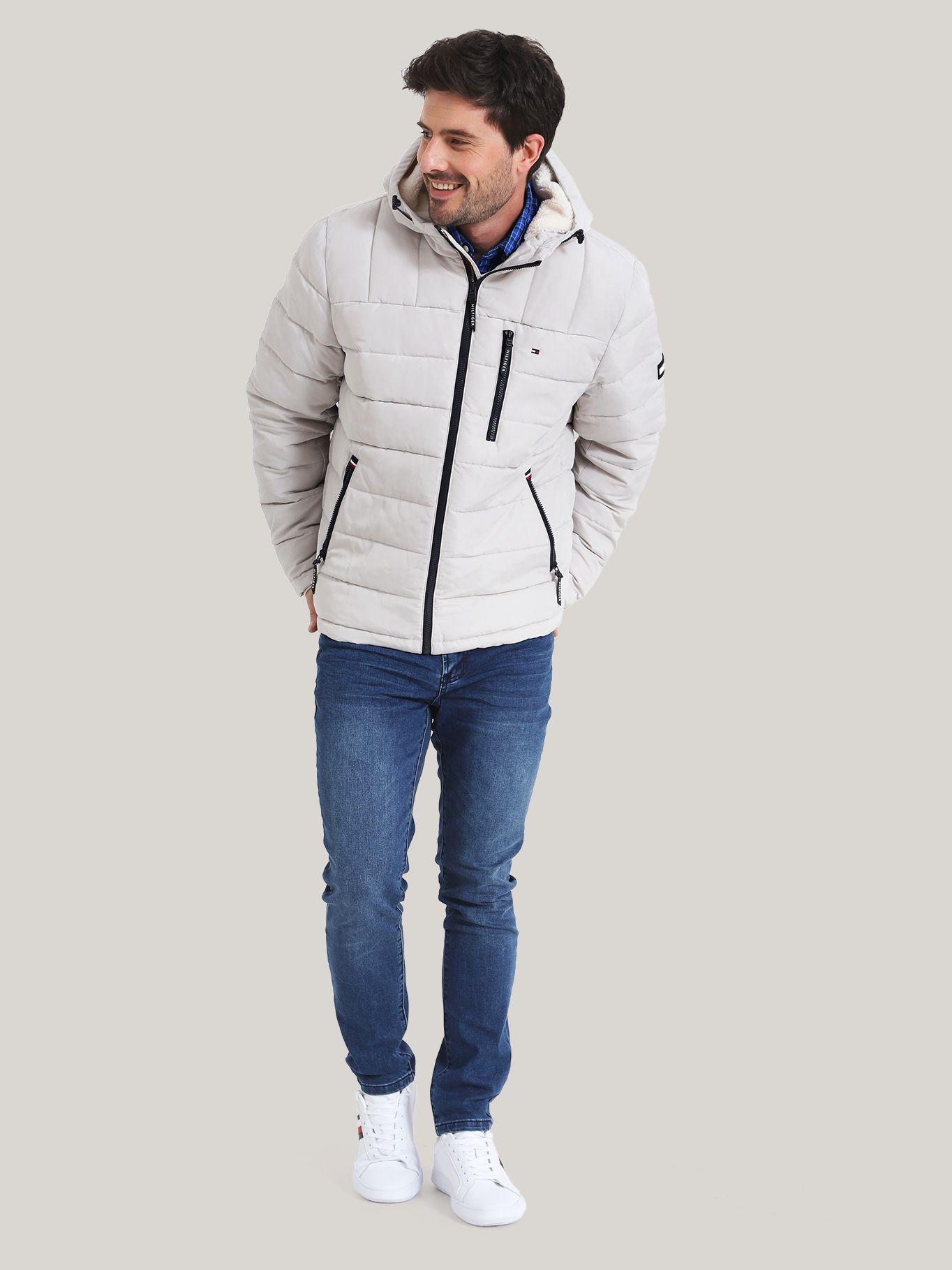 Parka Hoodie Quilted Con Logo Blanco Tommy Hilfiger-1
