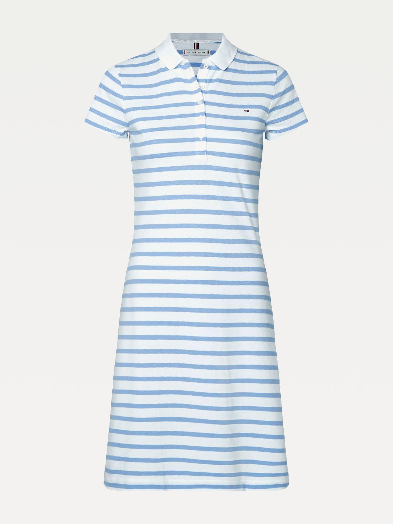 Vestido Polo A Rayas Slim Fit Celeste Tommy Hilfiger-4