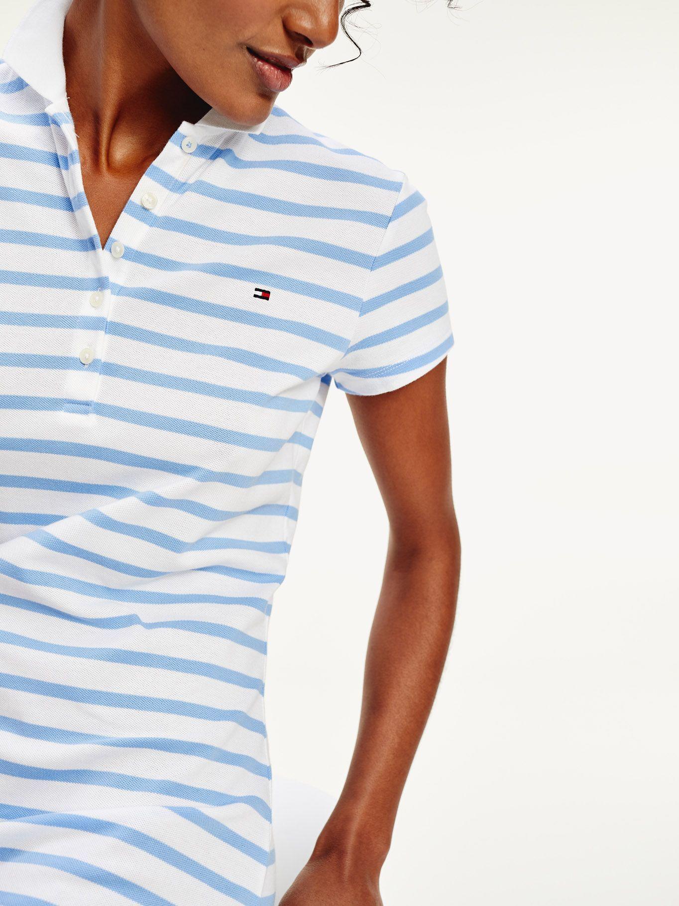 Vestido Polo A Rayas Slim Fit Celeste Tommy Hilfiger-2